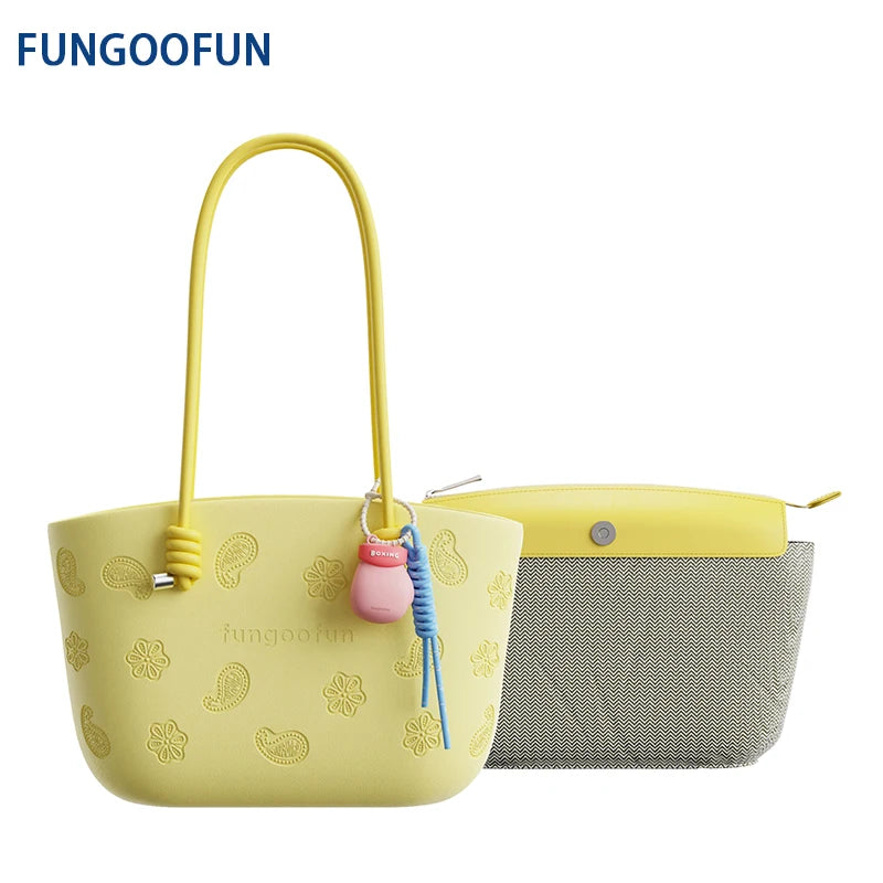 Fungoofun Cashew-Flower Tote Bag - Cream Yellow