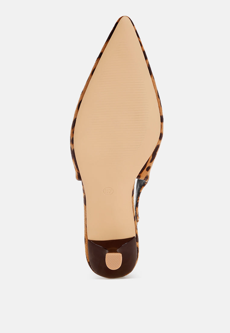 Inana Leopard Slingback Kitten Heels