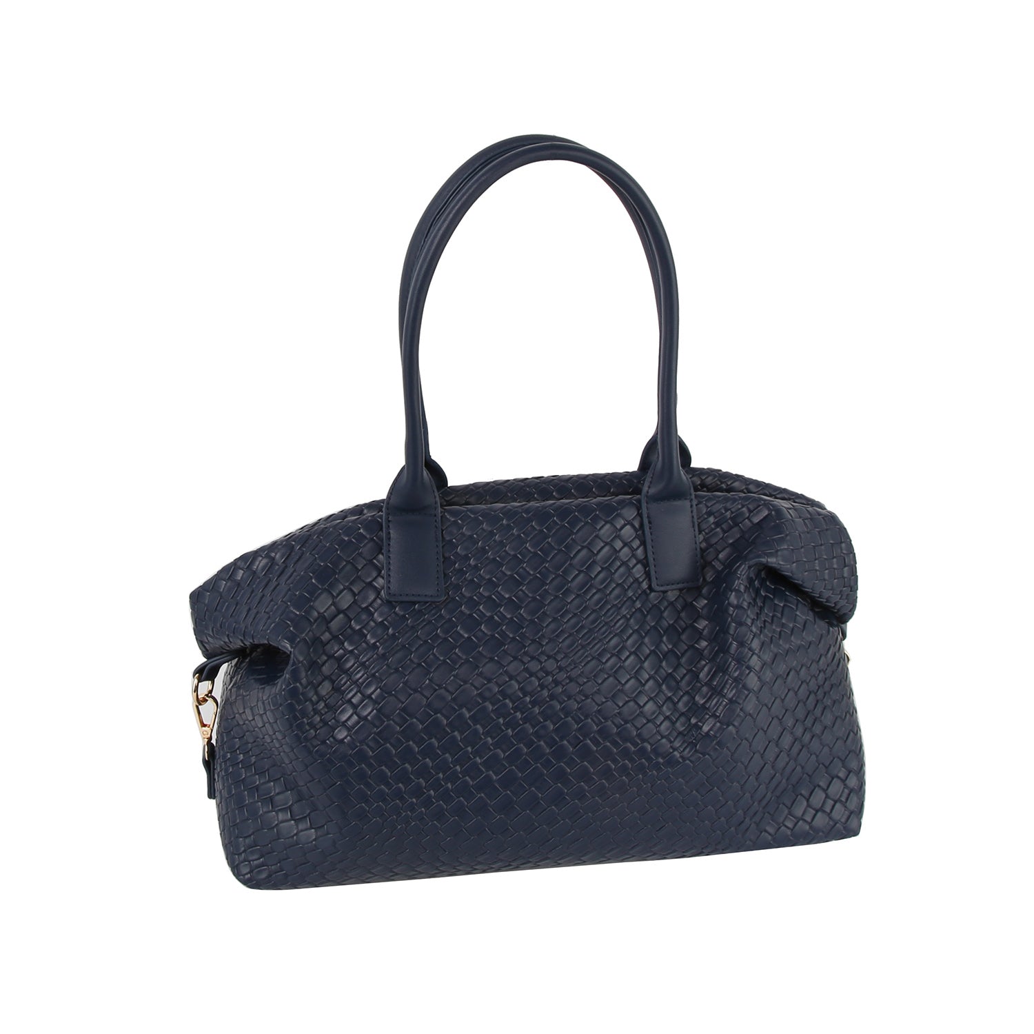 Textured leather duffle bag with crossbody strap by Handbag Factory