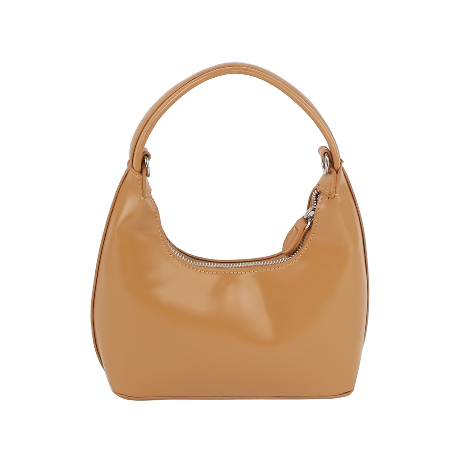 Shiny leather hobo with crossbody strap by Handbag Factory