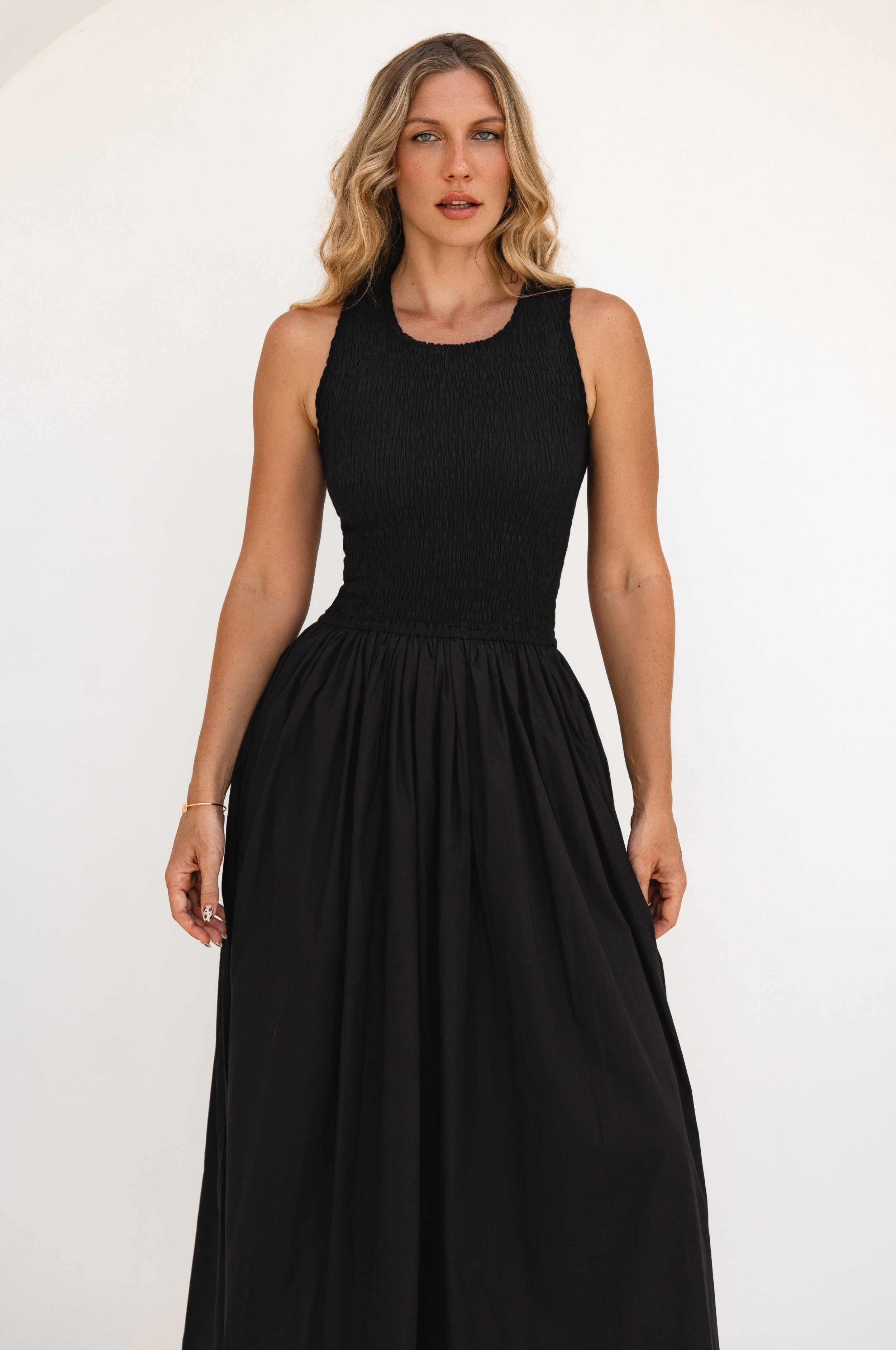 Lucciola Smocked Cotton Midi Dress by Bali ELF