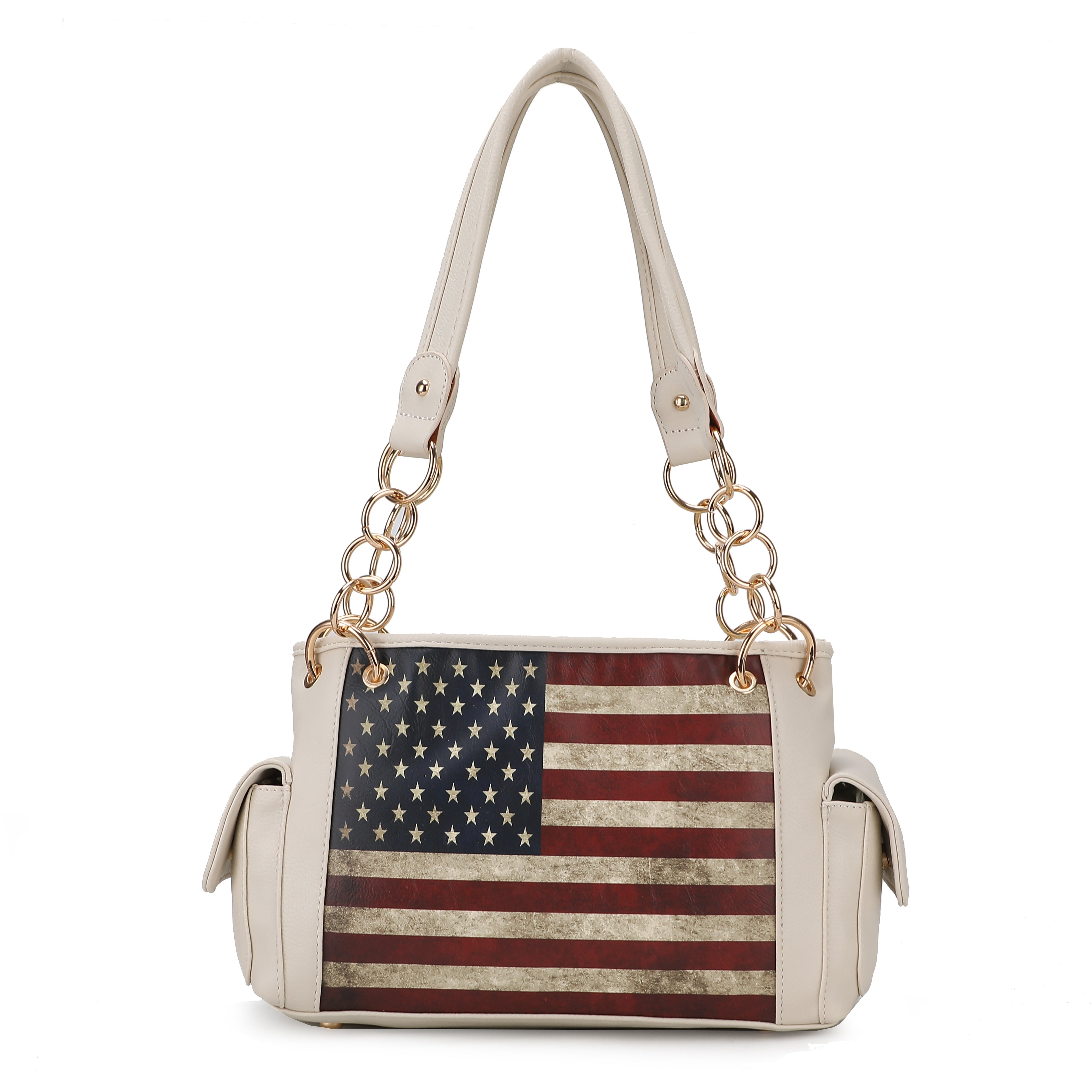 MKF Collection by Mia K. Alaina Printed Flag Shoulder Bag for Women, Vegan Leather American Flag Handbag Purse by MKF Collection by Mia K.