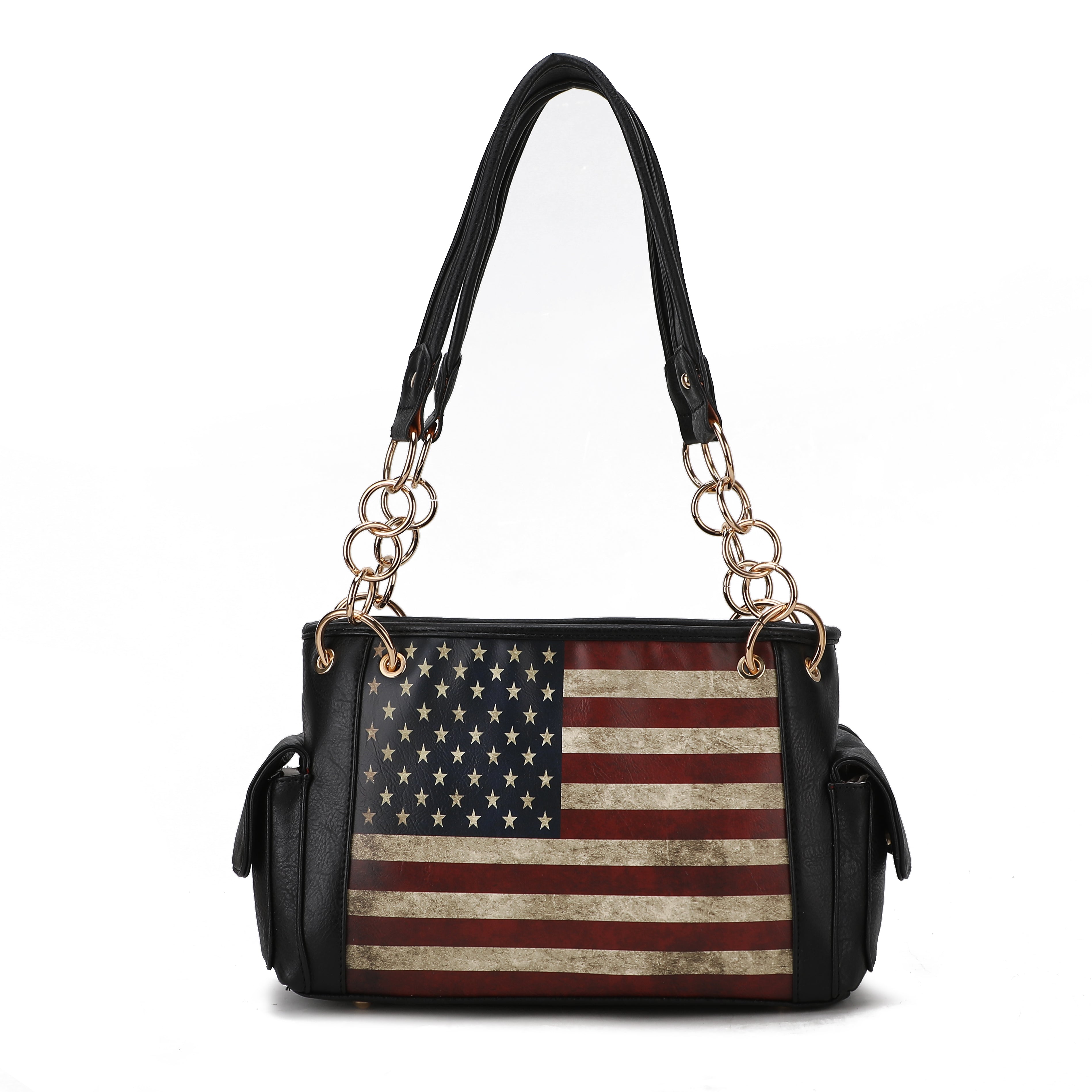 MKF Collection by Mia K. Alaina Printed Flag Shoulder Bag for Women, Vegan Leather American Flag Handbag Purse by MKF Collection by Mia K.