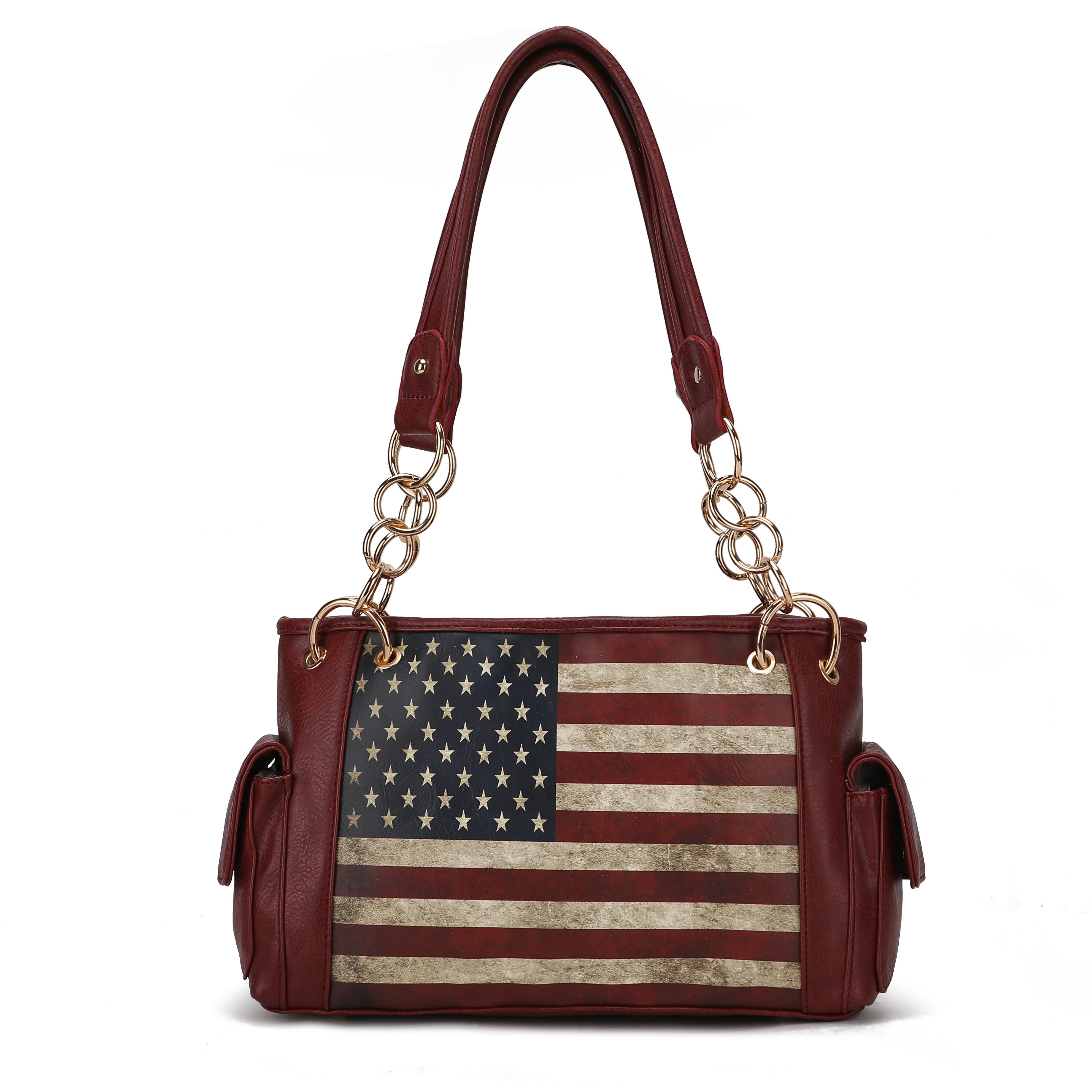MKF Collection by Mia K. Alaina Printed Flag Shoulder Bag for Women, Vegan Leather American Flag Handbag Purse by MKF Collection by Mia K.