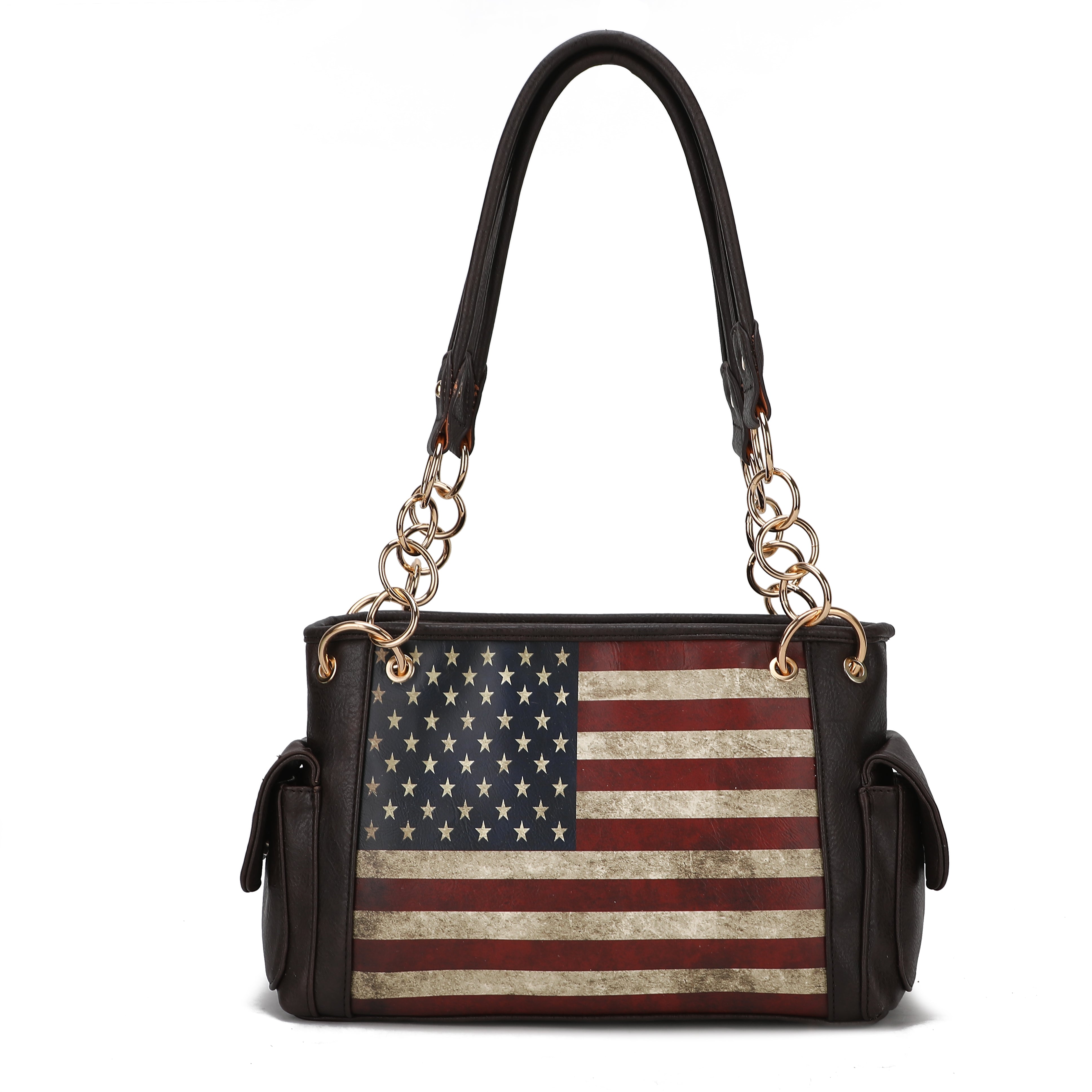 MKF Collection by Mia K. Alaina Printed Flag Shoulder Bag for Women, Vegan Leather American Flag Handbag Purse by MKF Collection by Mia K.
