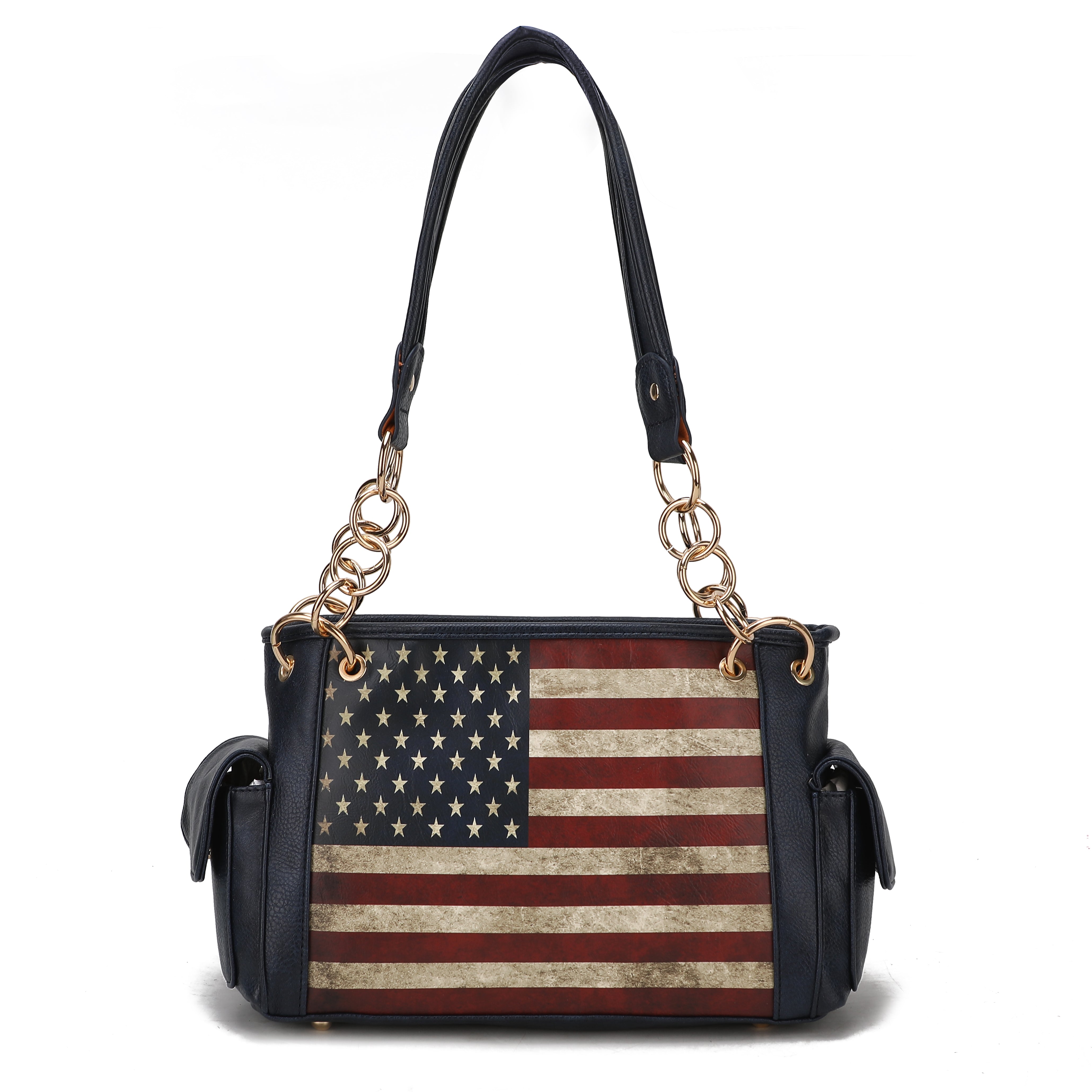 MKF Collection by Mia K. Alaina Printed Flag Shoulder Bag for Women, Vegan Leather American Flag Handbag Purse by MKF Collection by Mia K.