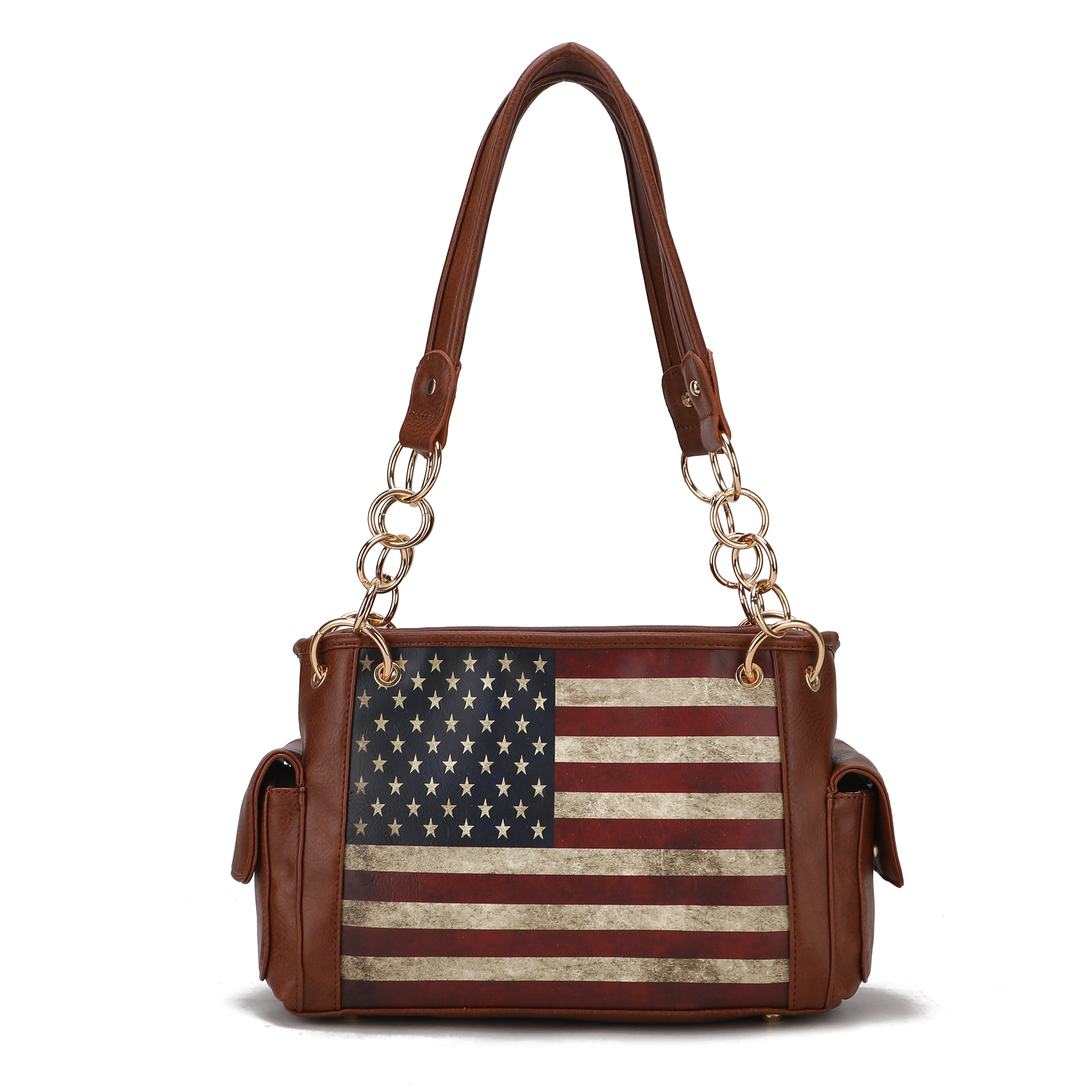 MKF Collection by Mia K. Alaina Printed Flag Shoulder Bag for Women, Vegan Leather American Flag Handbag Purse by MKF Collection by Mia K.