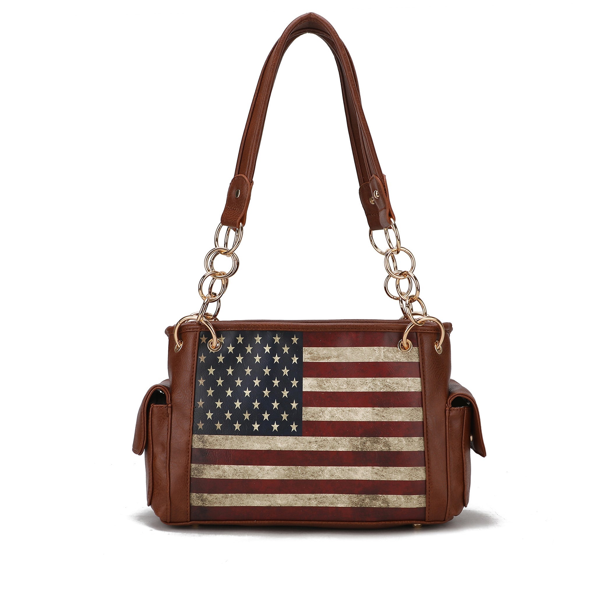 MKF Collection by Mia K. Alaina Printed Flag Shoulder Bag for Women, Vegan Leather American Flag Handbag Purse by MKF Collection by Mia K.