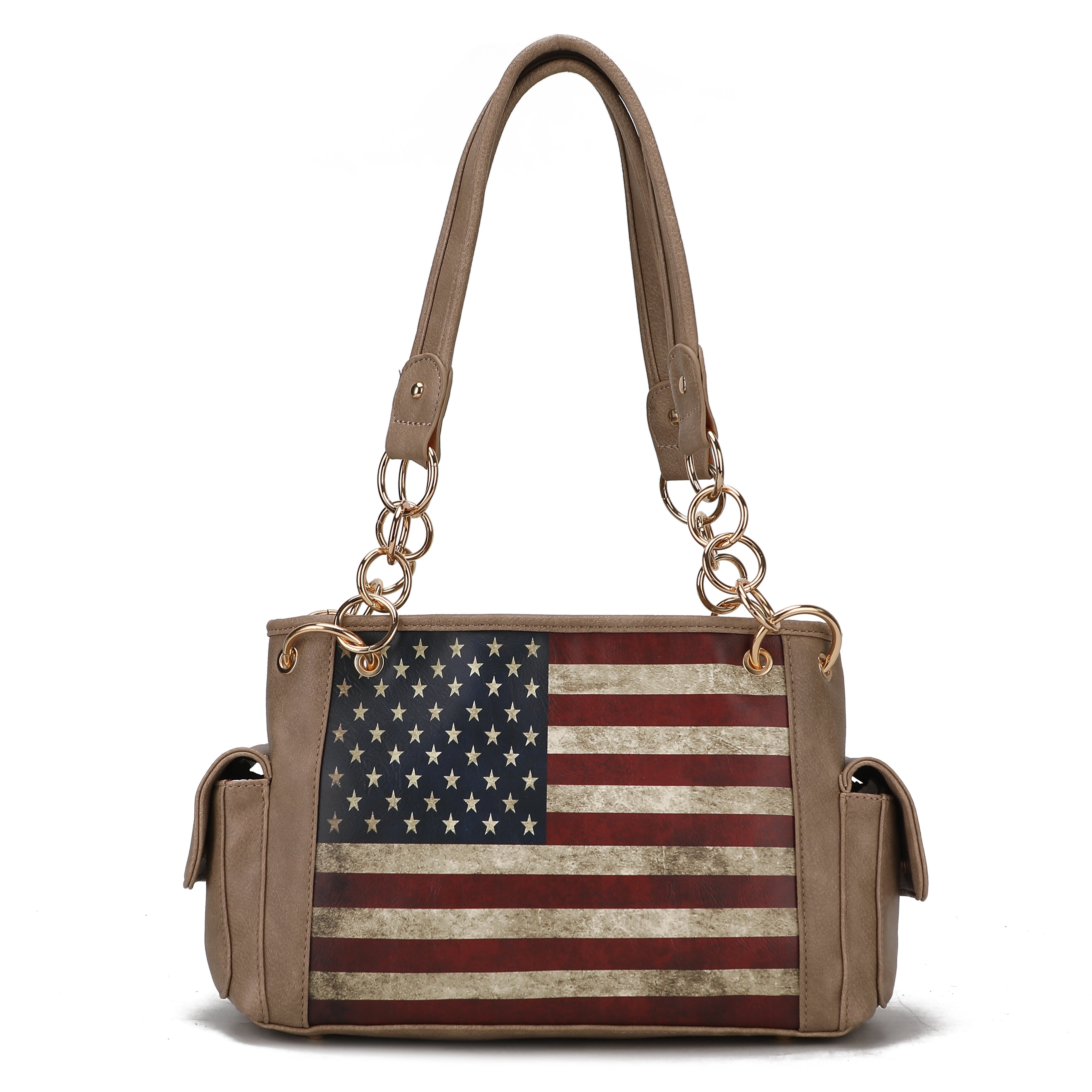 MKF Collection by Mia K. Alaina Printed Flag Shoulder Bag for Women, Vegan Leather American Flag Handbag Purse by MKF Collection by Mia K.