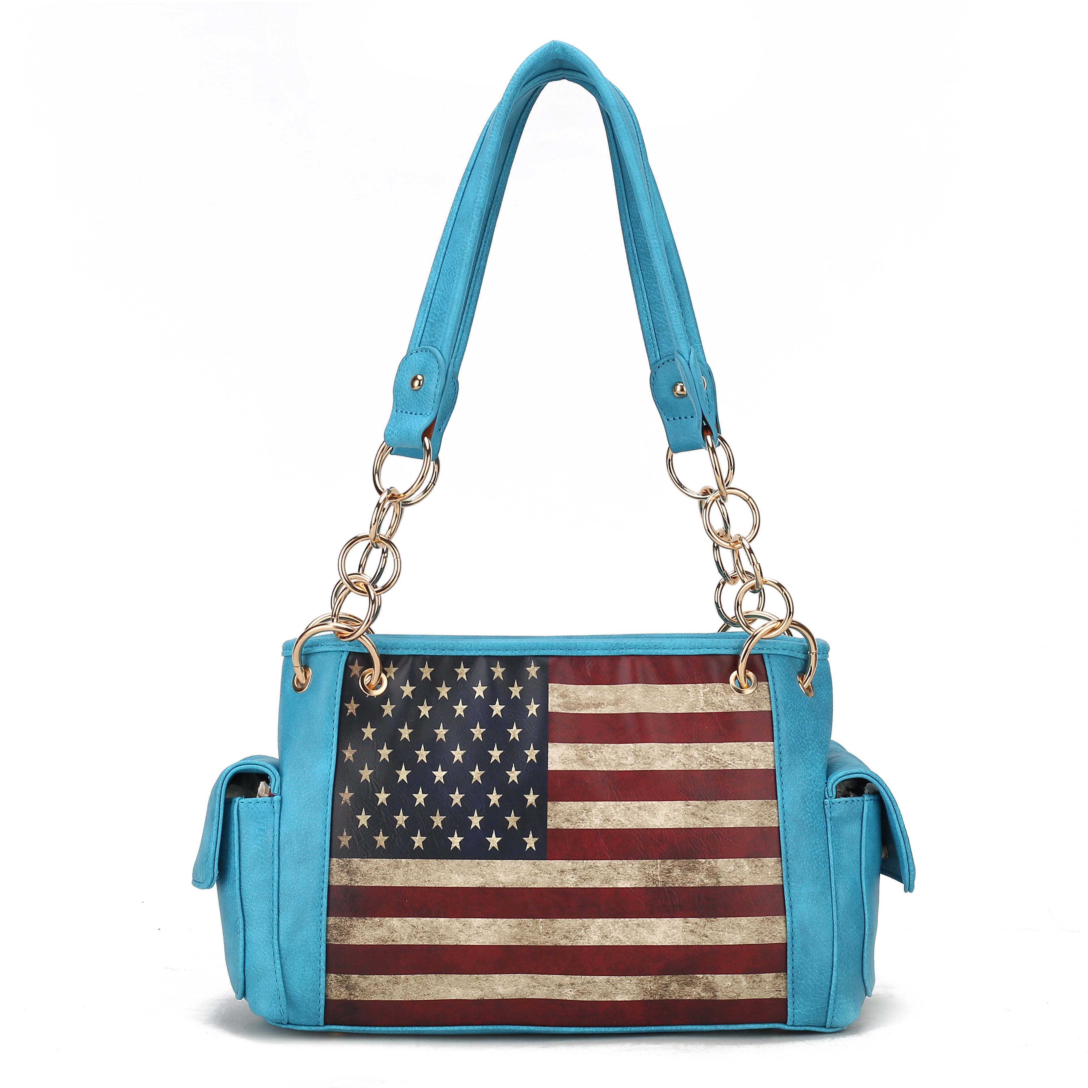 MKF Collection by Mia K. Alaina Printed Flag Shoulder Bag for Women, Vegan Leather American Flag Handbag Purse by MKF Collection by Mia K.