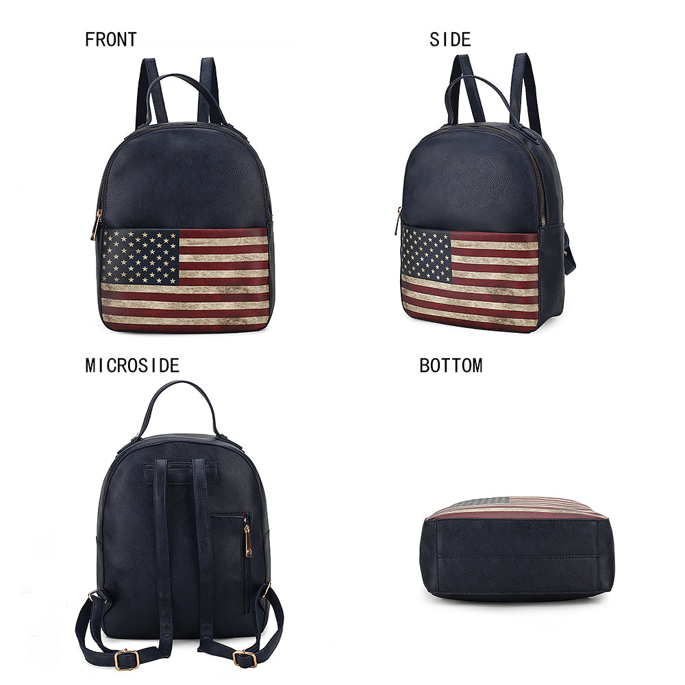 MKF Collection by Mia K. Briella Flag Print Backpack for Women, Vegan Leather Patriotic Bookbag by MKF Collection by Mia K.