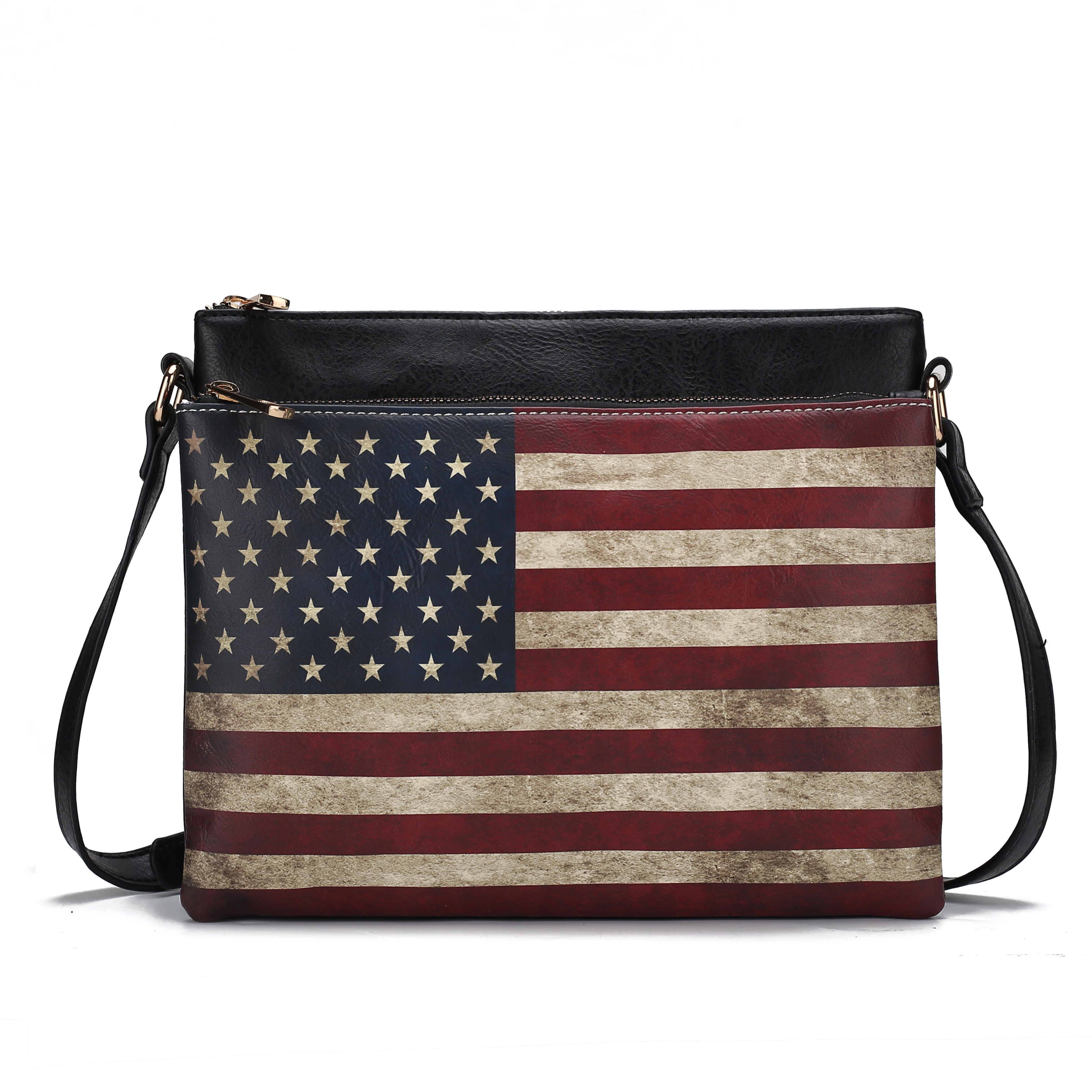 MKF Collection by Mia K. Madeline American Flag Design Crossbody Bag for Women, Patriotic Handbag by MKF Collection by Mia K.