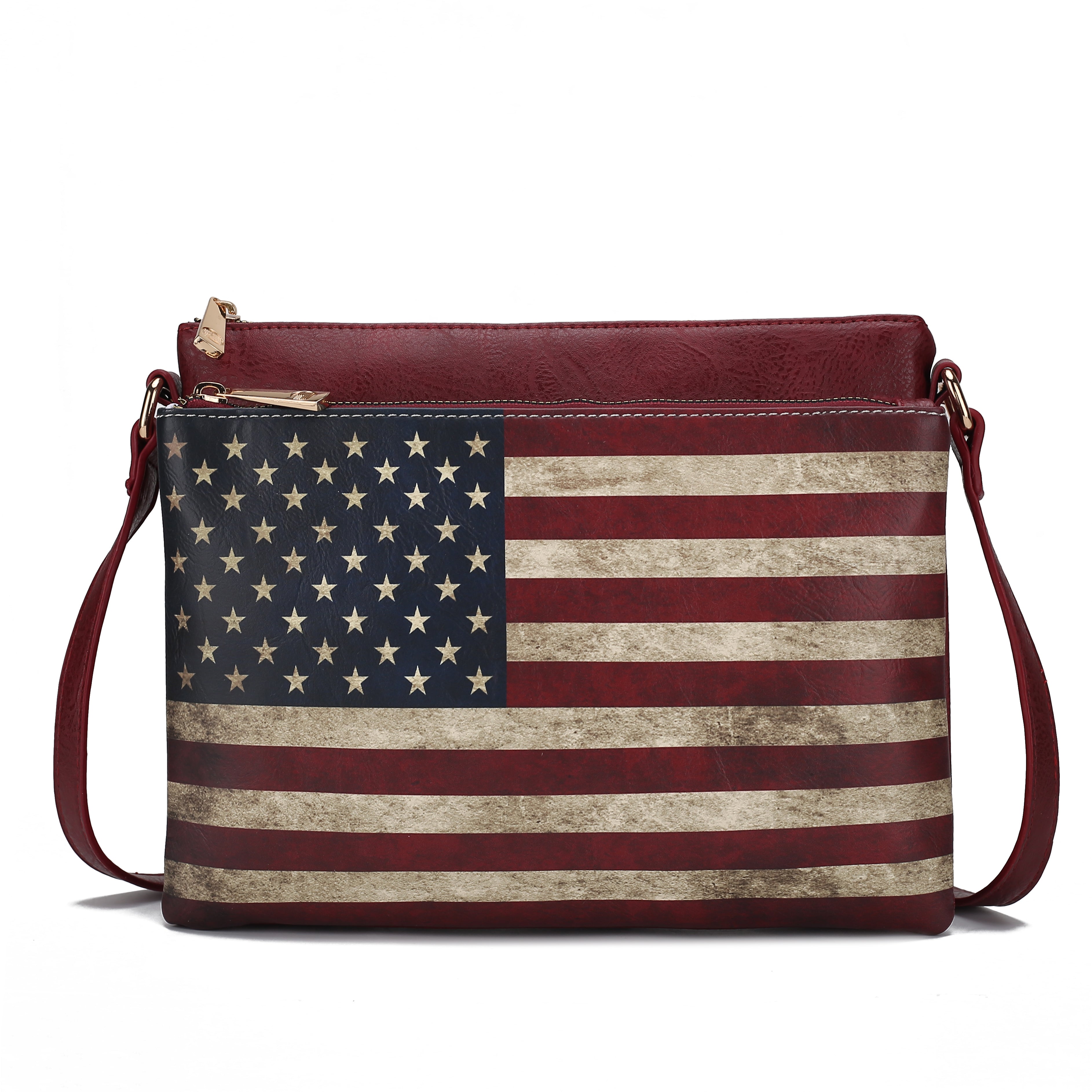 MKF Collection by Mia K. Madeline American Flag Design Crossbody Bag for Women, Patriotic Handbag by MKF Collection by Mia K.