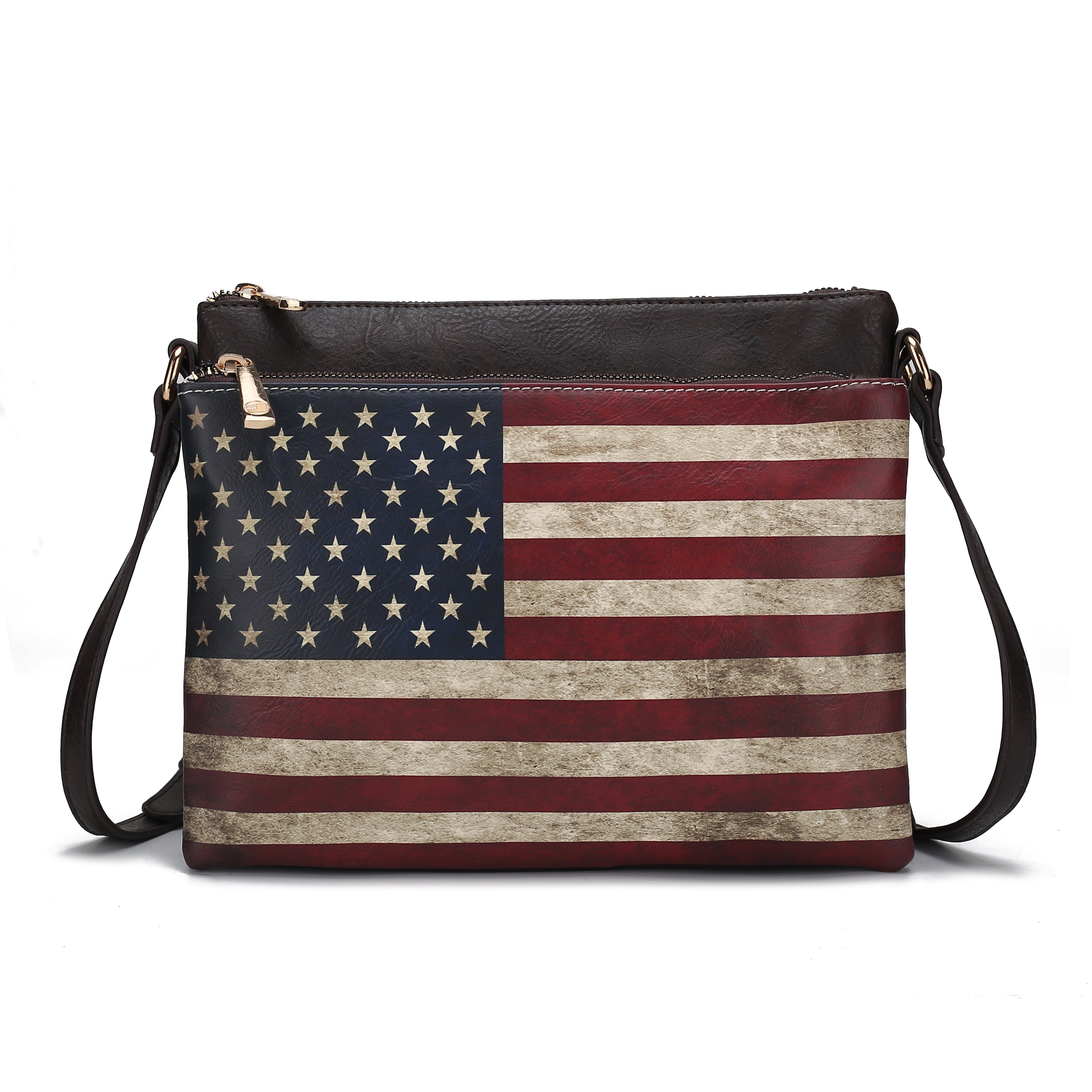 MKF Collection by Mia K. Madeline American Flag Design Crossbody Bag for Women, Patriotic Handbag by MKF Collection by Mia K.