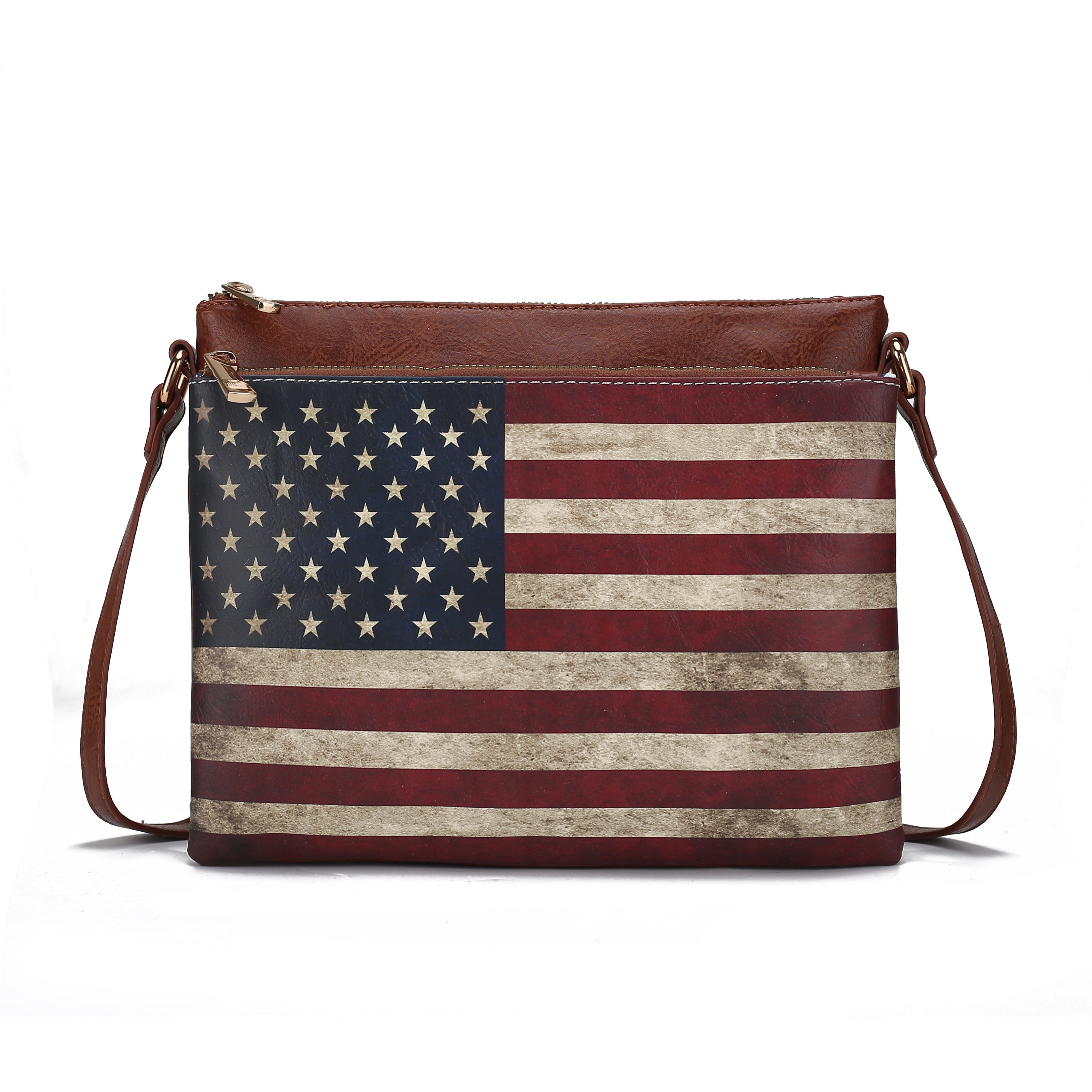 MKF Collection by Mia K. Madeline American Flag Design Crossbody Bag for Women, Patriotic Handbag by MKF Collection by Mia K.