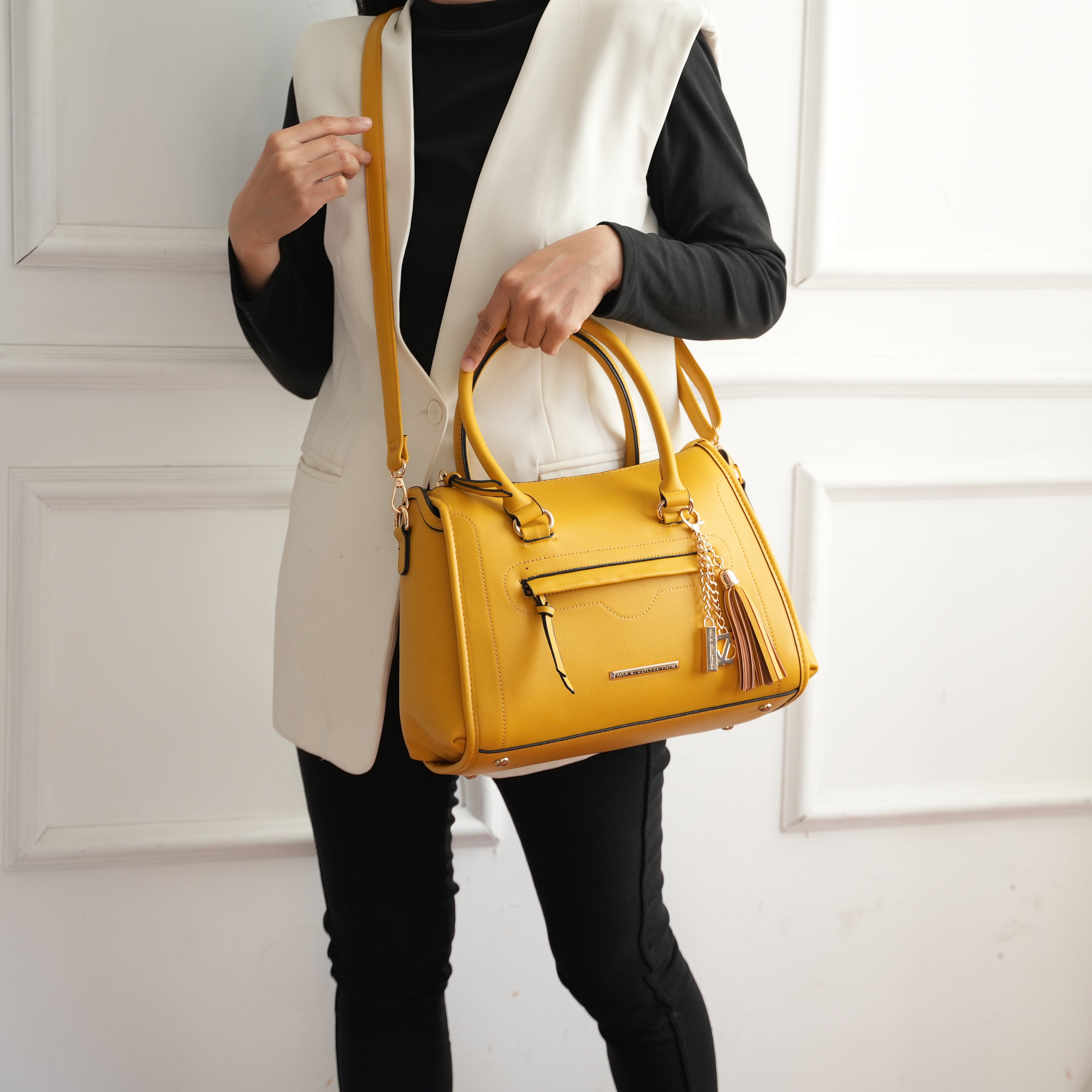 MKF Collection by Mia K. Women's Valeria Shoulder Bag and Bracelet Keyring for Women, PU Leather Crossbody Satchel Purse by MKF Collection by Mia K.