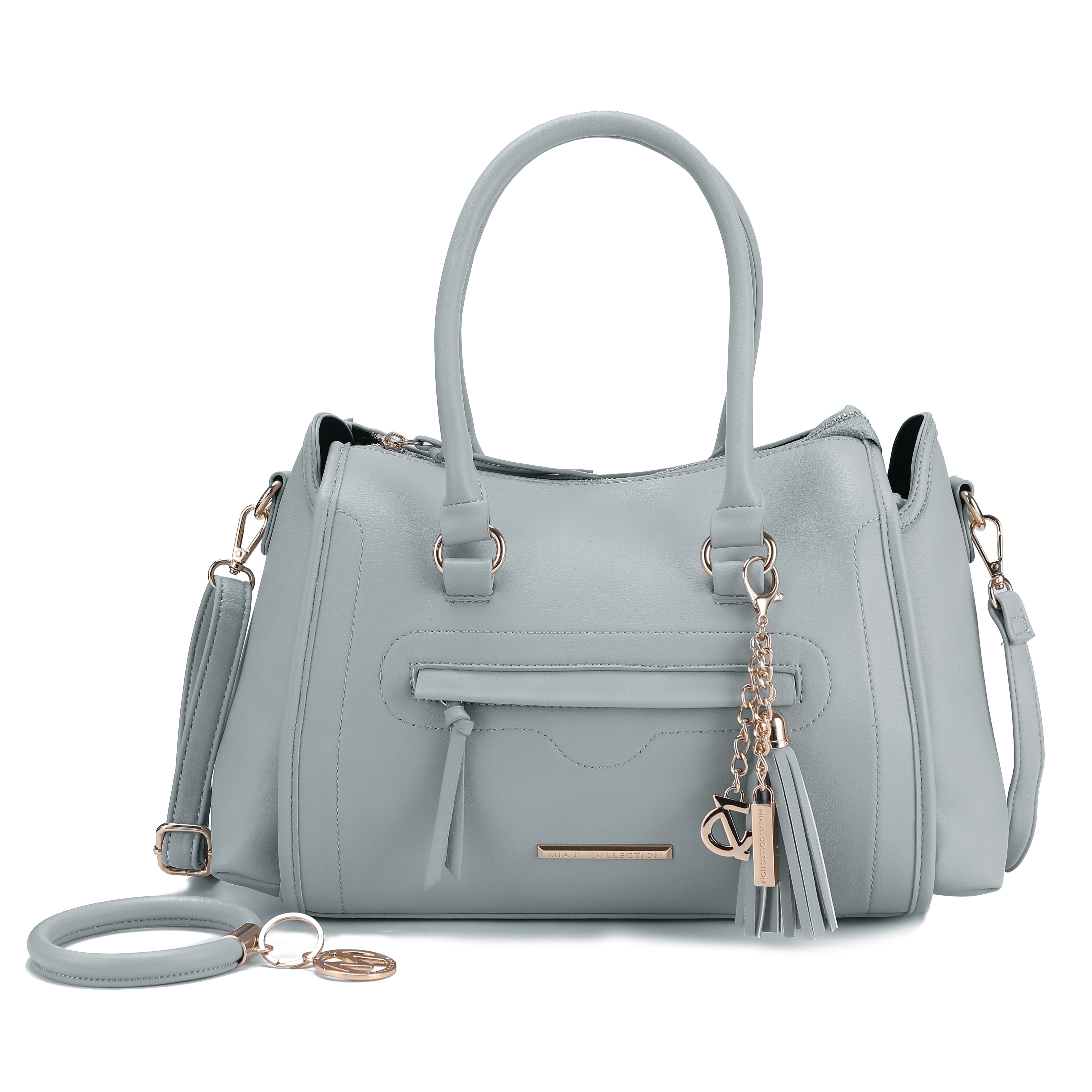 MKF Collection by Mia K. Women's Valeria Shoulder Bag and Bracelet Keyring for Women, PU Leather Crossbody Satchel Purse by MKF Collection by Mia K.