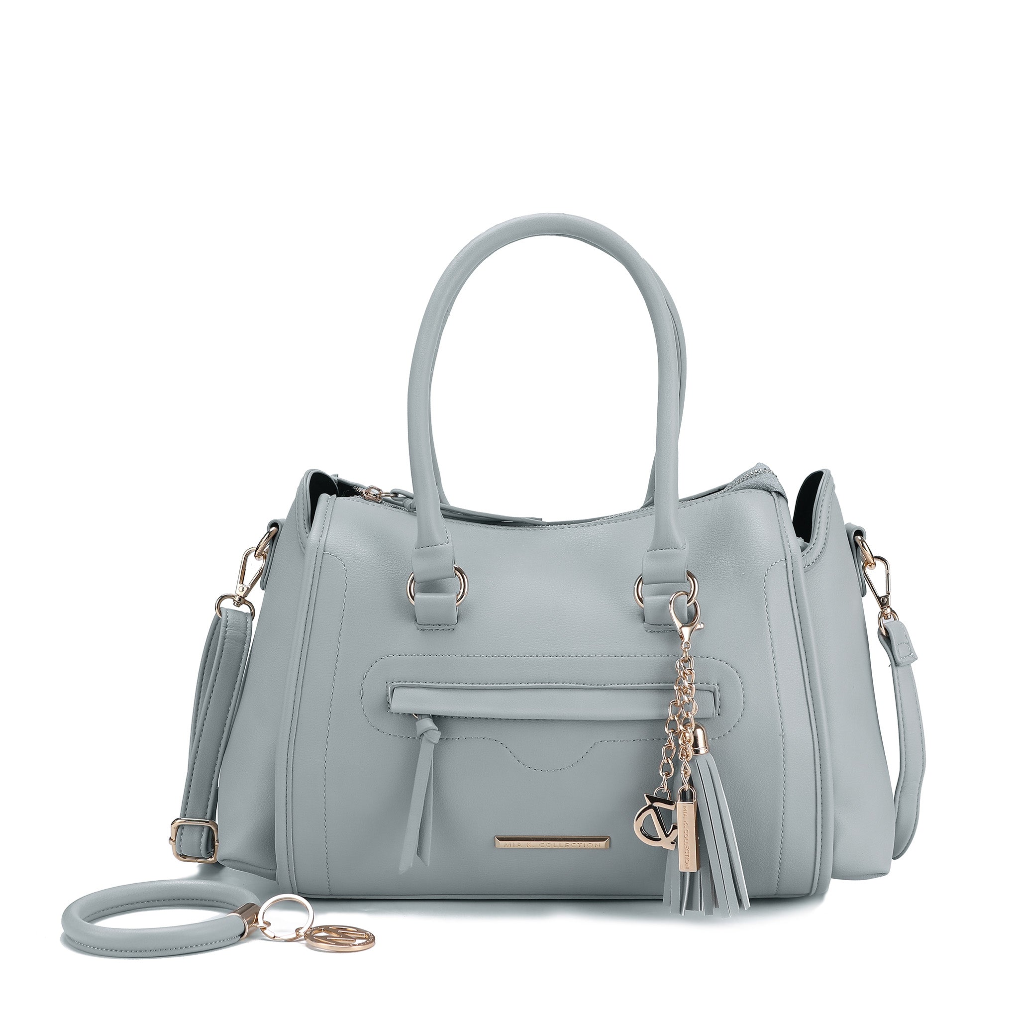 MKF Collection by Mia K. Women's Valeria Shoulder Bag and Bracelet Keyring for Women, PU Leather Crossbody Satchel Purse by MKF Collection by Mia K.