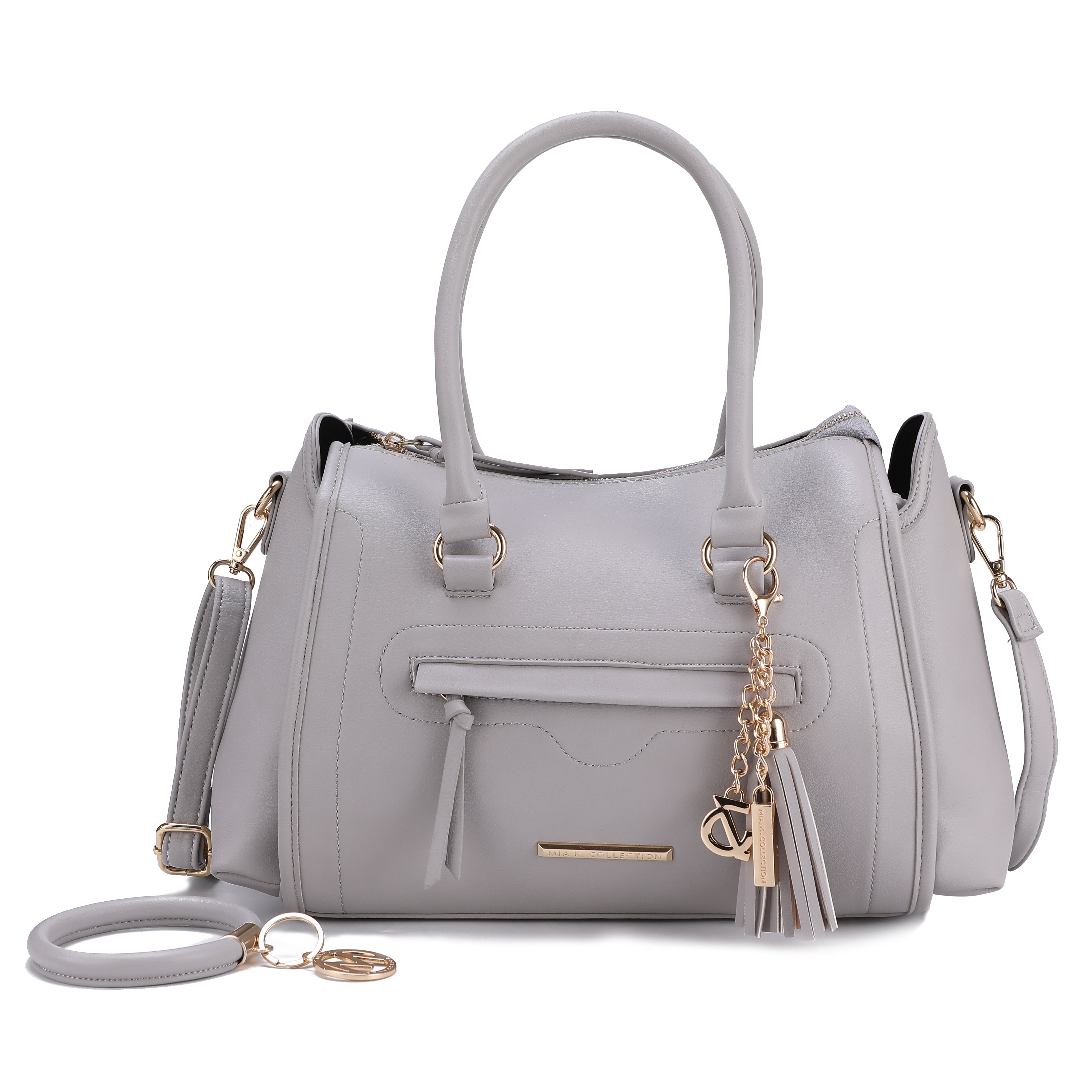 MKF Collection by Mia K. Women's Valeria Shoulder Bag and Bracelet Keyring for Women, PU Leather Crossbody Satchel Purse by MKF Collection by Mia K.