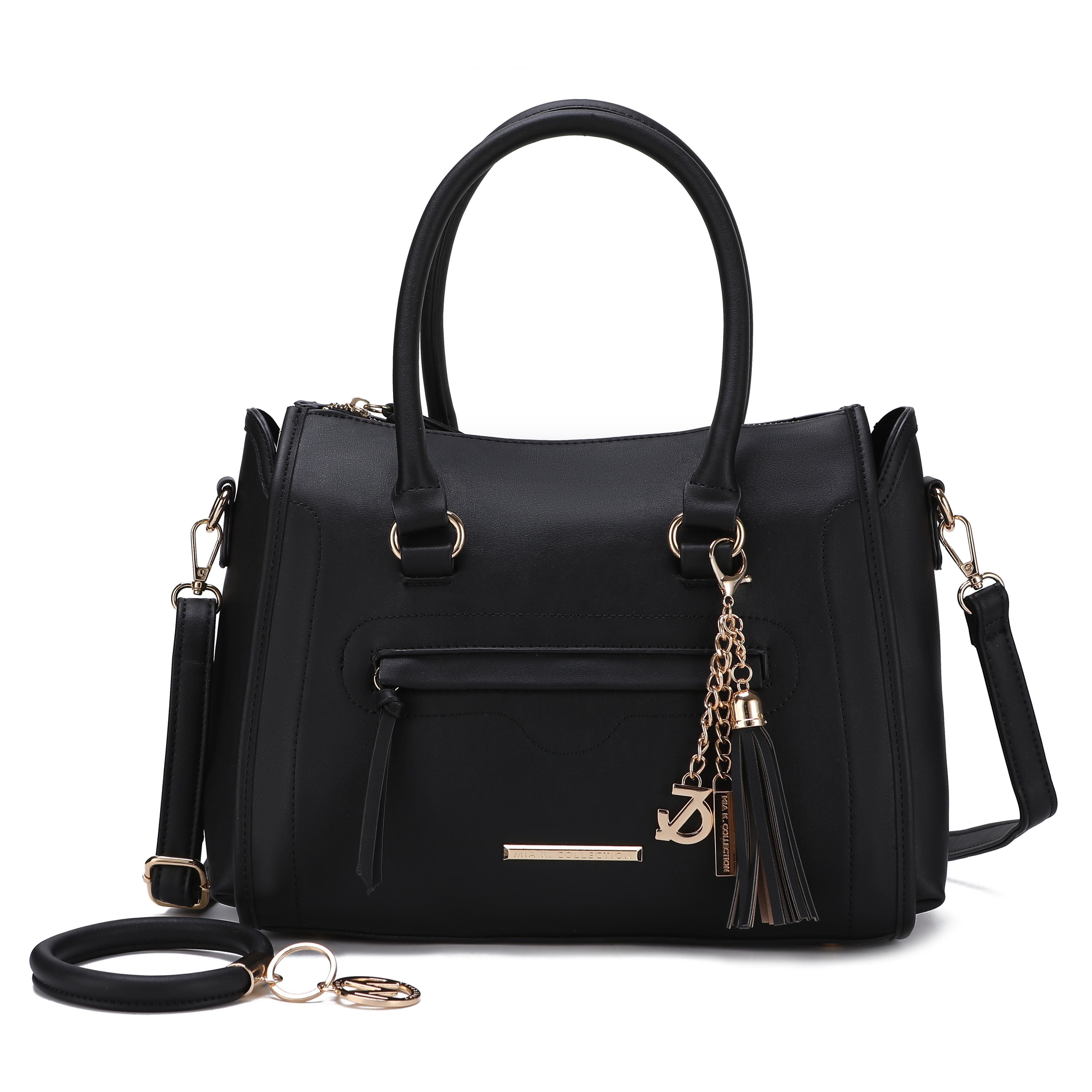 MKF Collection by Mia K. Women's Valeria Shoulder Bag and Bracelet Keyring for Women, PU Leather Crossbody Satchel Purse by MKF Collection by Mia K.