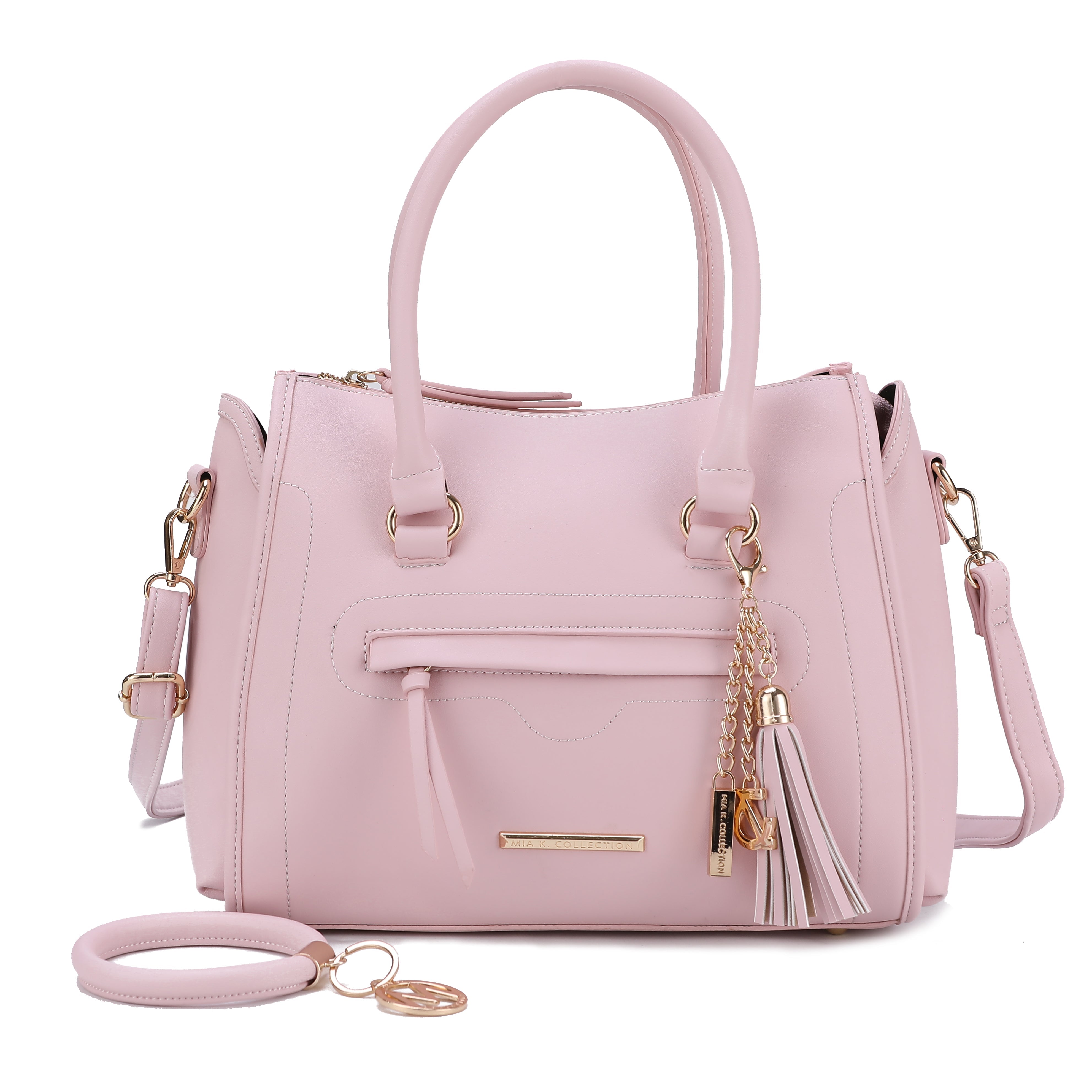 MKF Collection by Mia K. Women's Valeria Shoulder Bag and Bracelet Keyring for Women, PU Leather Crossbody Satchel Purse by MKF Collection by Mia K.