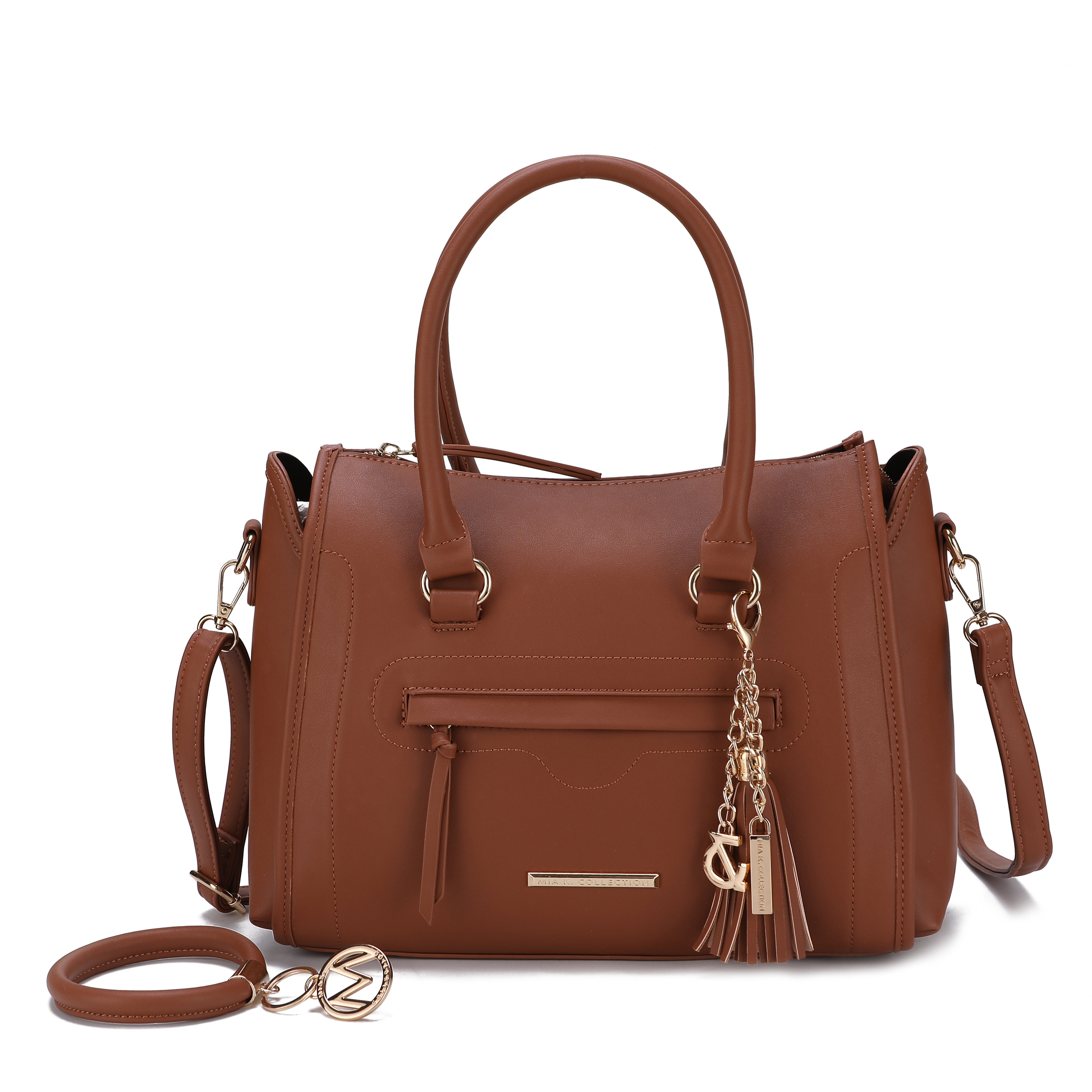 MKF Collection by Mia K. Women's Valeria Shoulder Bag and Bracelet Keyring for Women, PU Leather Crossbody Satchel Purse by MKF Collection by Mia K.