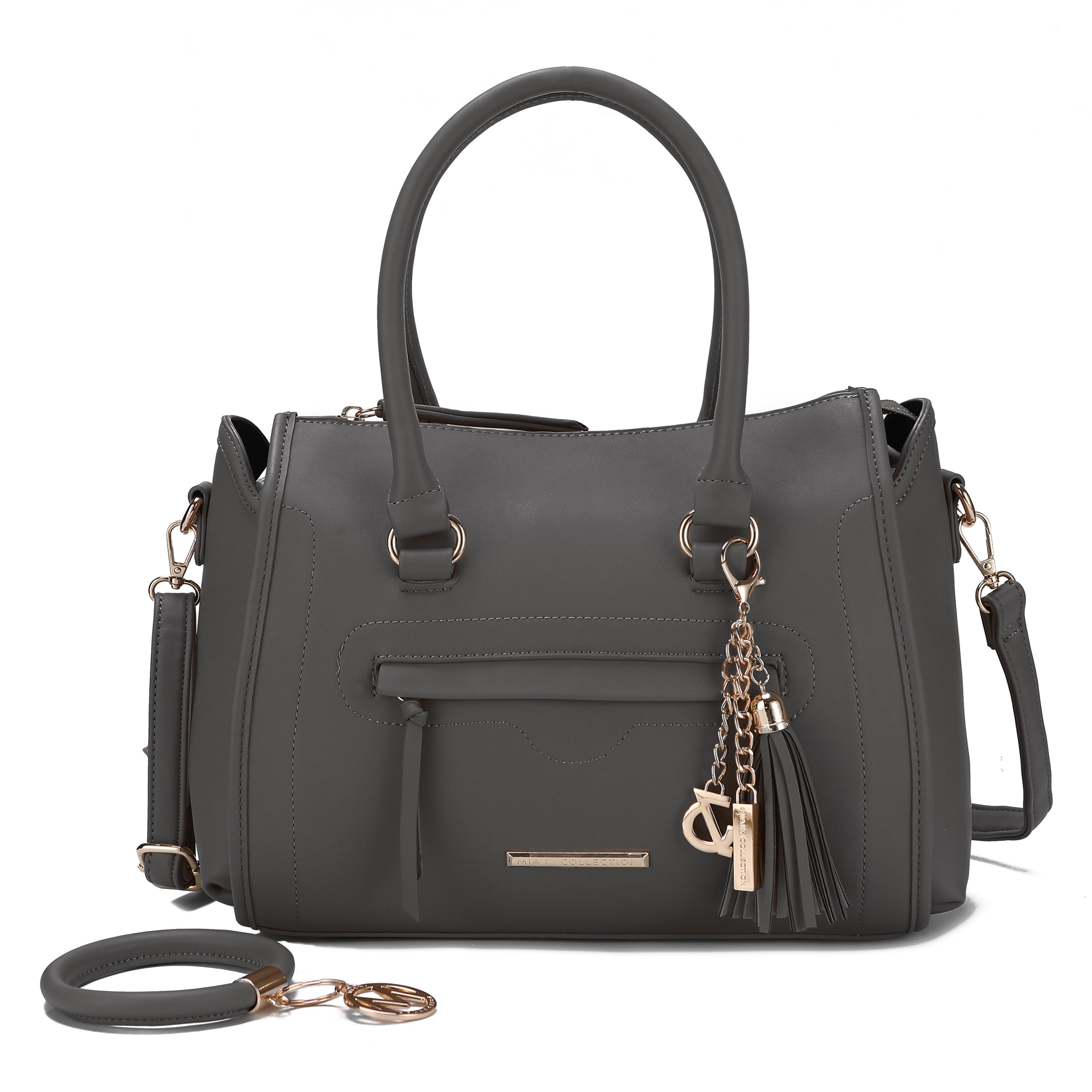 MKF Collection by Mia K. Women's Valeria Shoulder Bag and Bracelet Keyring for Women, PU Leather Crossbody Satchel Purse by MKF Collection by Mia K.