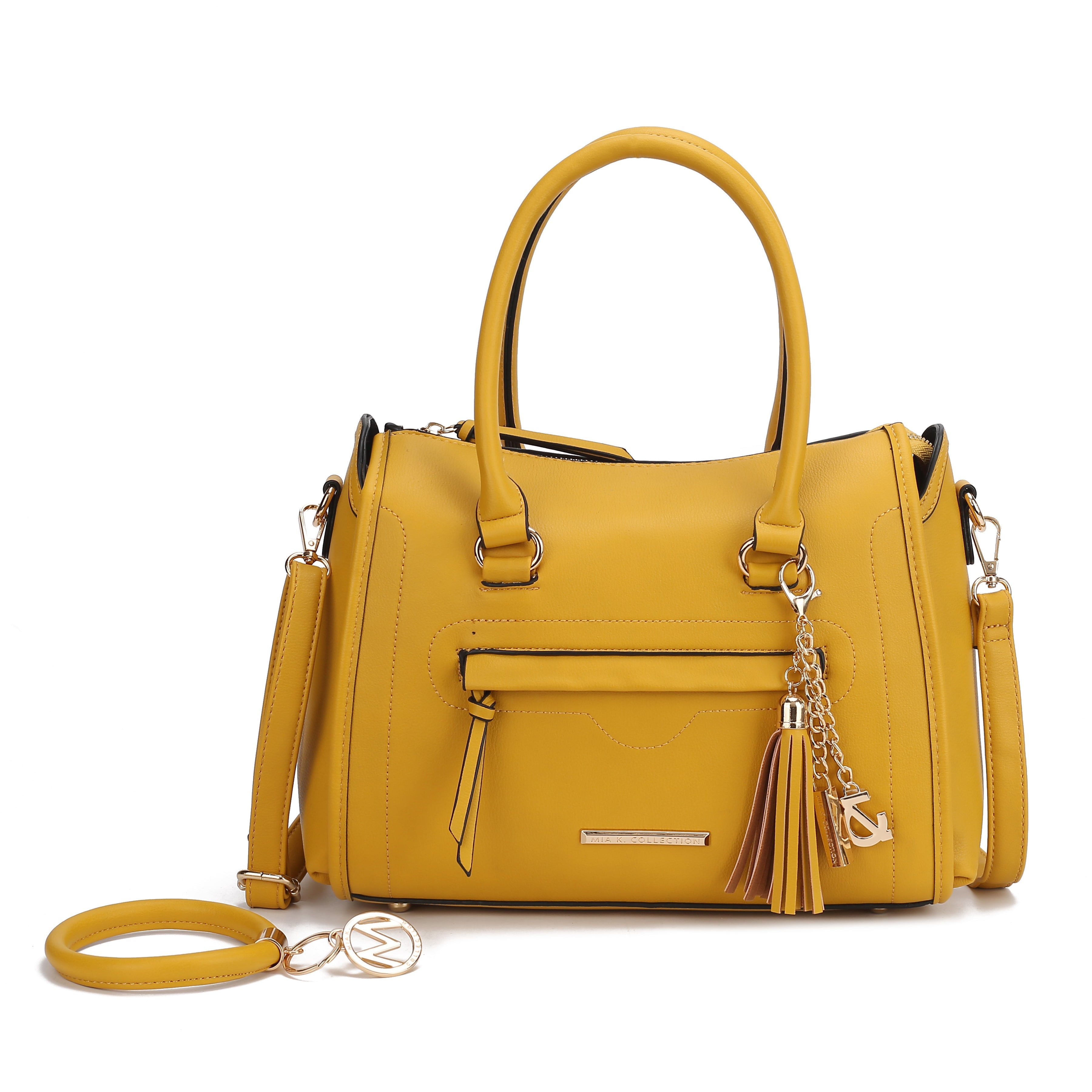 MKF Collection by Mia K. Women's Valeria Shoulder Bag and Bracelet Keyring for Women, PU Leather Crossbody Satchel Purse by MKF Collection by Mia K.