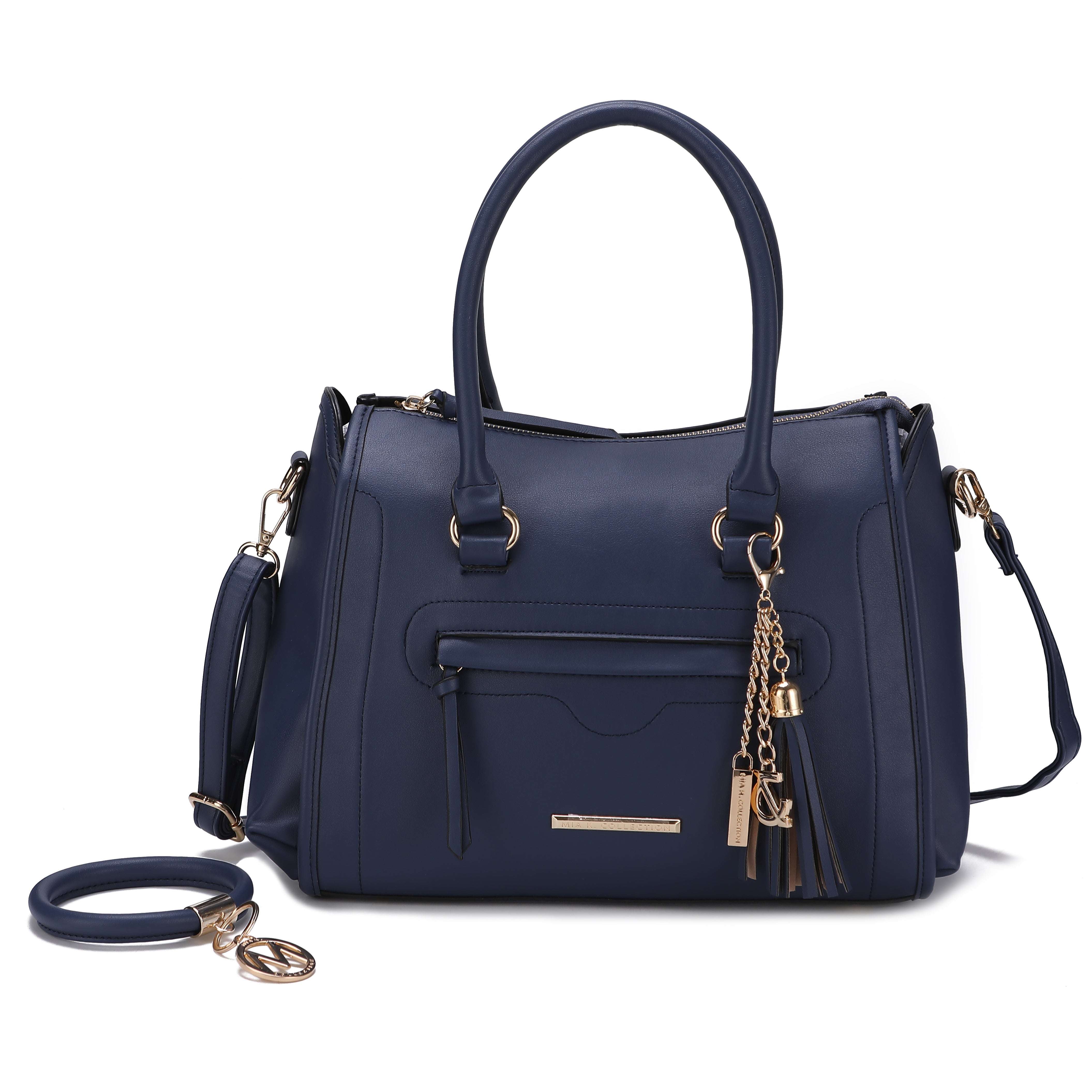 MKF Collection by Mia K. Women's Valeria Shoulder Bag and Bracelet Keyring for Women, PU Leather Crossbody Satchel Purse by MKF Collection by Mia K.