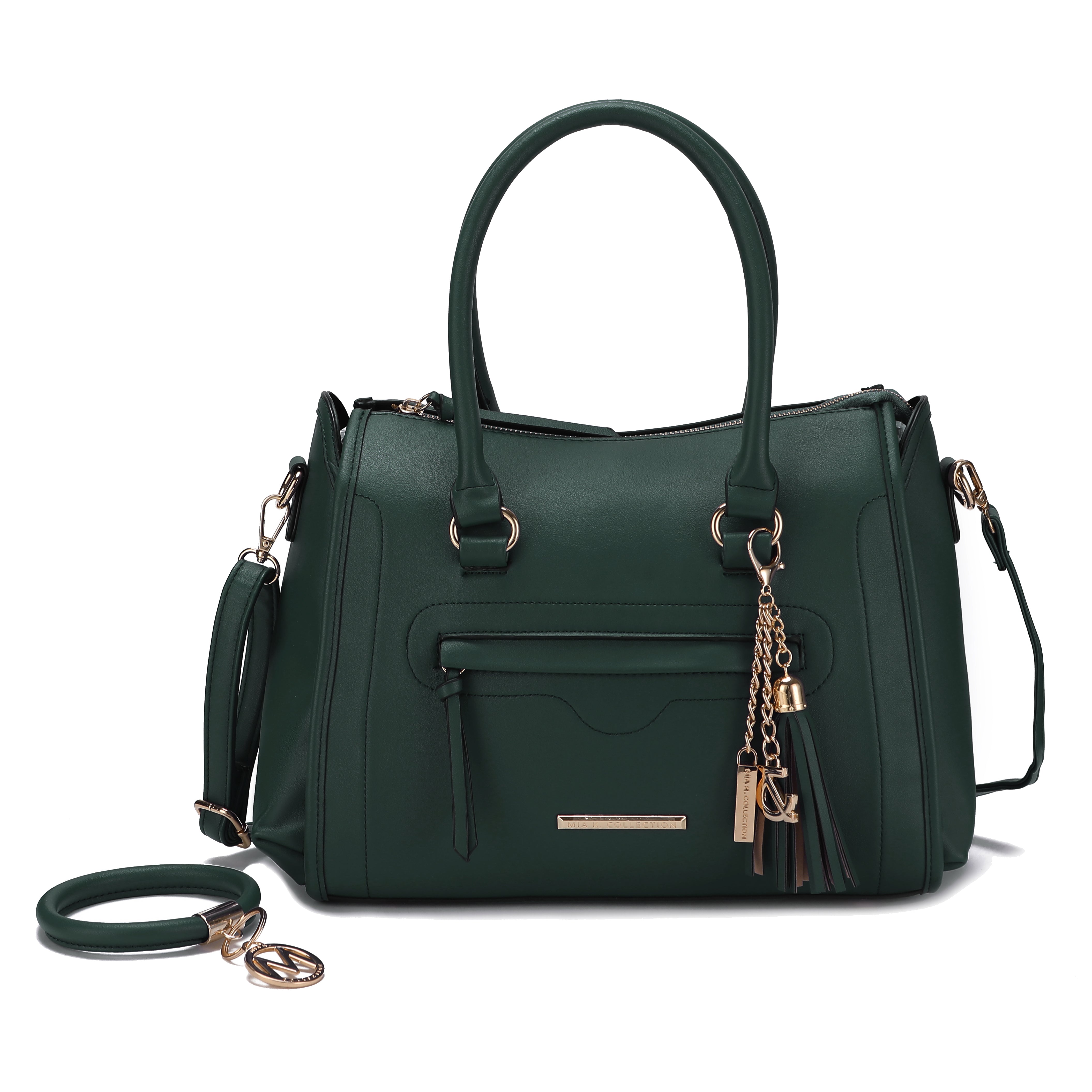 MKF Collection by Mia K. Women's Valeria Shoulder Bag and Bracelet Keyring for Women, PU Leather Crossbody Satchel Purse by MKF Collection by Mia K.