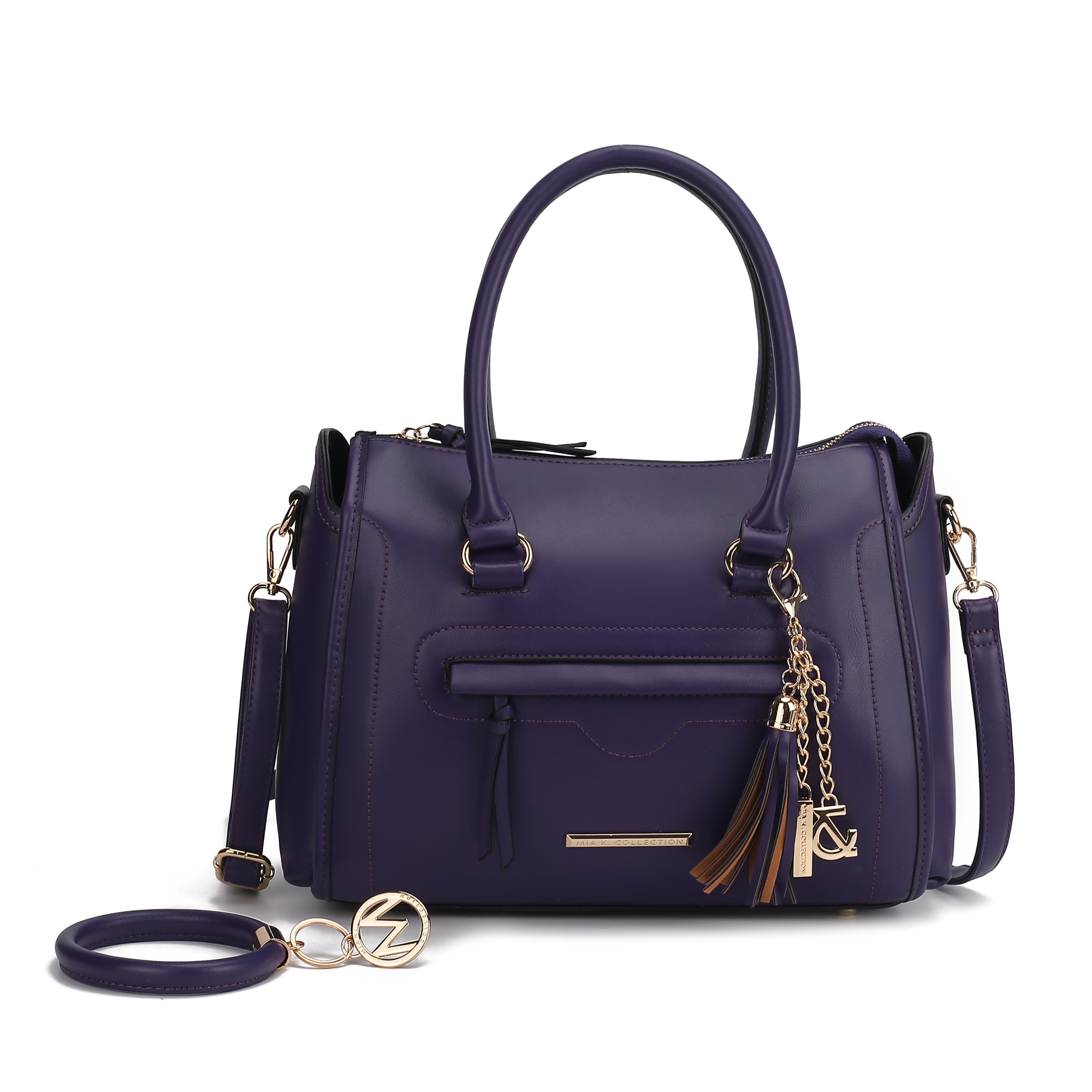 MKF Collection by Mia K. Women's Valeria Shoulder Bag and Bracelet Keyring for Women, PU Leather Crossbody Satchel Purse by MKF Collection by Mia K.
