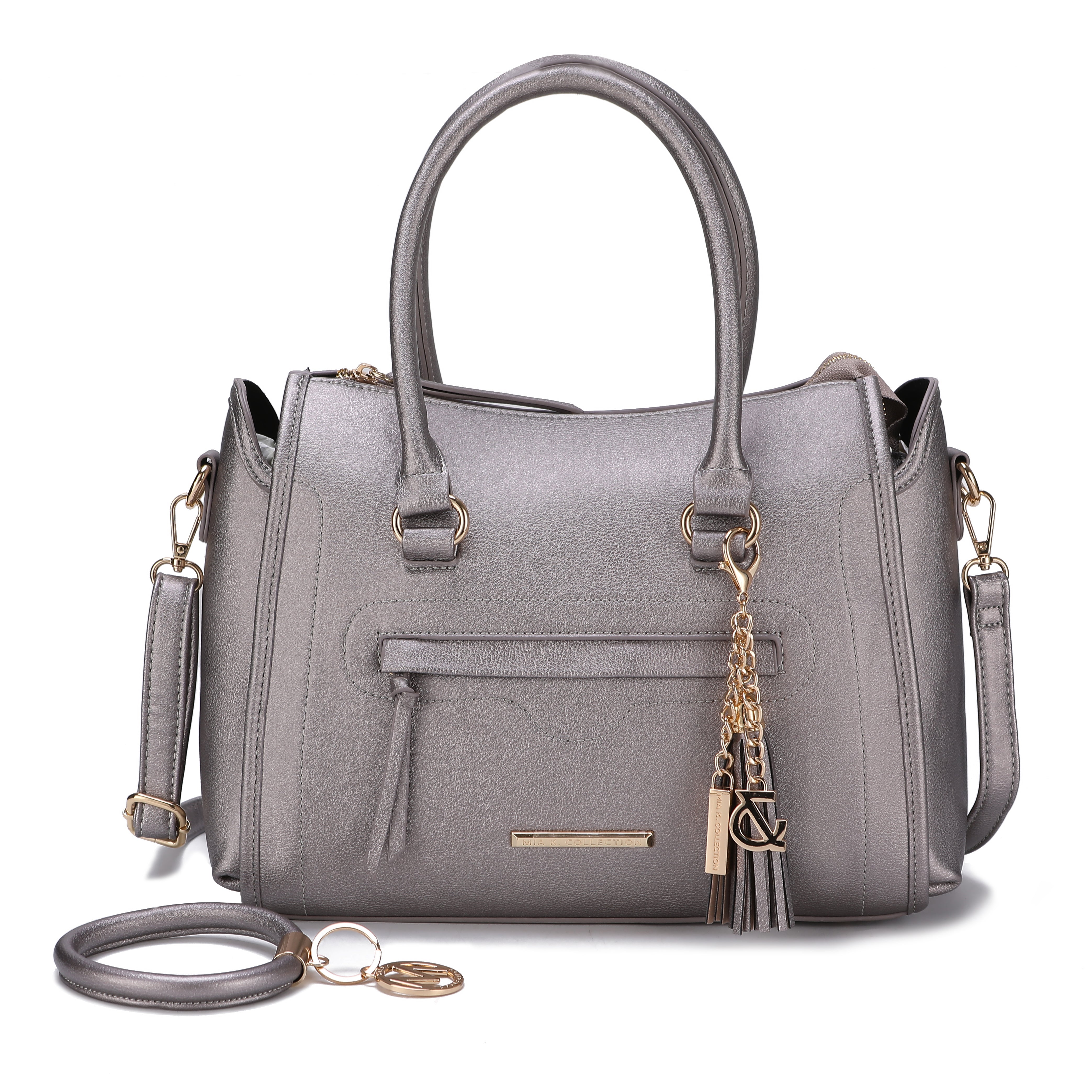 MKF Collection by Mia K. Women's Valeria Shoulder Bag and Bracelet Keyring for Women, PU Leather Crossbody Satchel Purse by MKF Collection by Mia K.