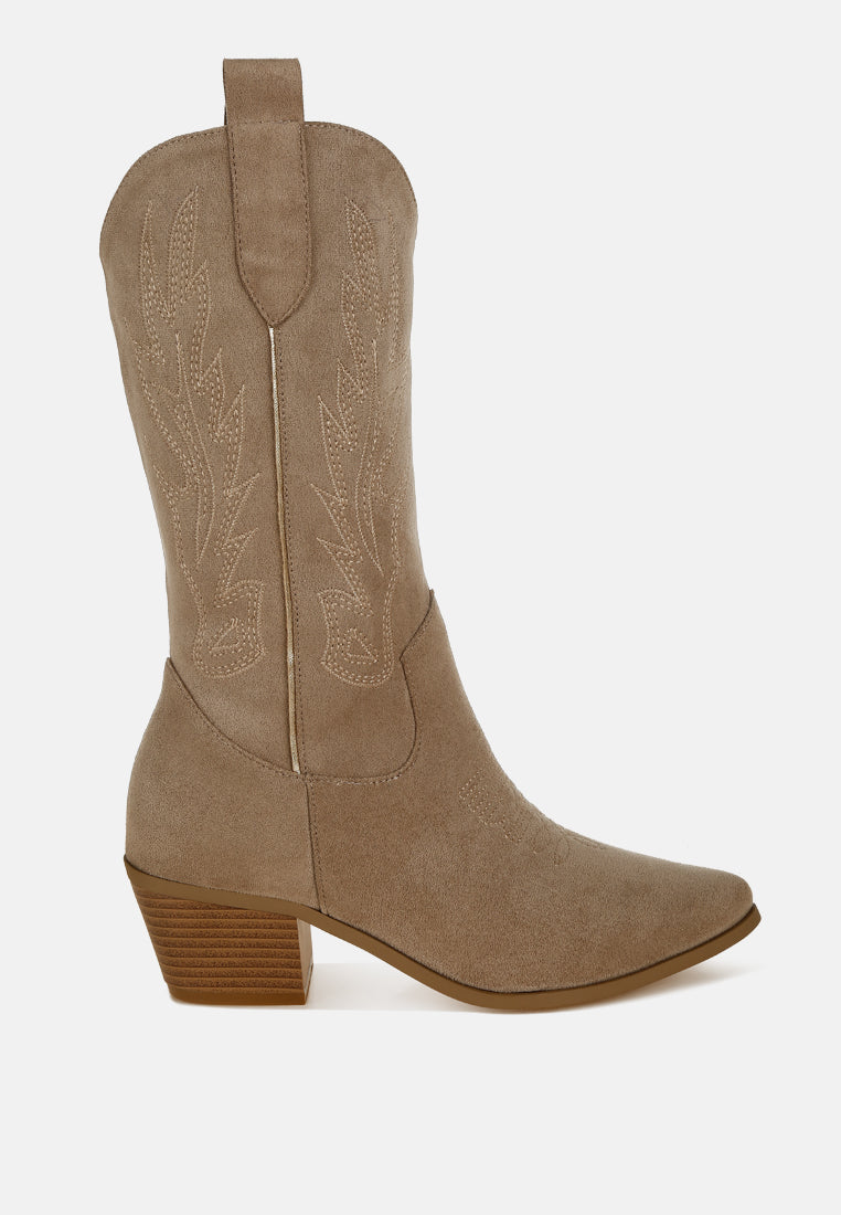 Embroidery Detail Cowboy Boots by MODE