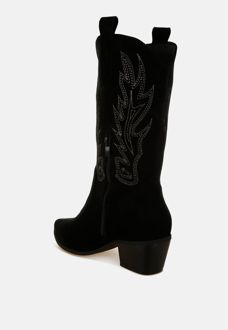 Embroidery Detail Cowboy Boots by MODE