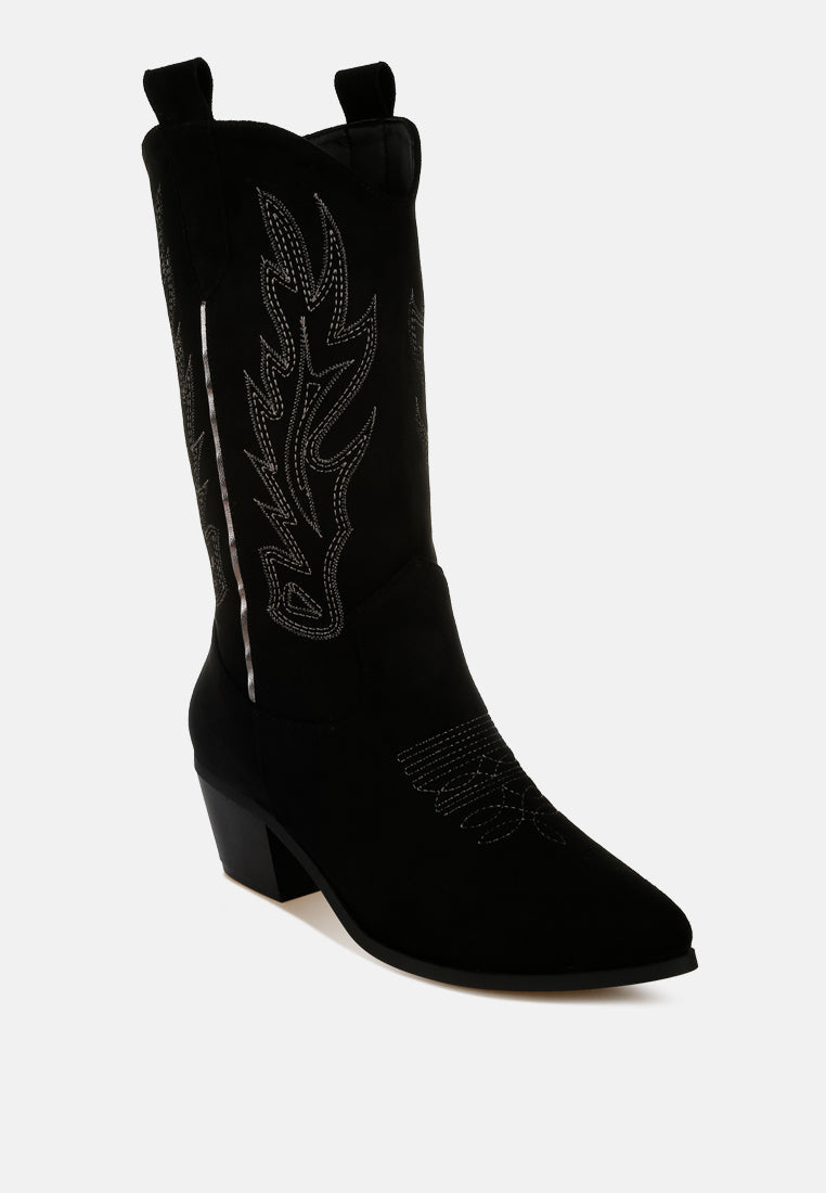 Embroidery Detail Cowboy Boots by MODE