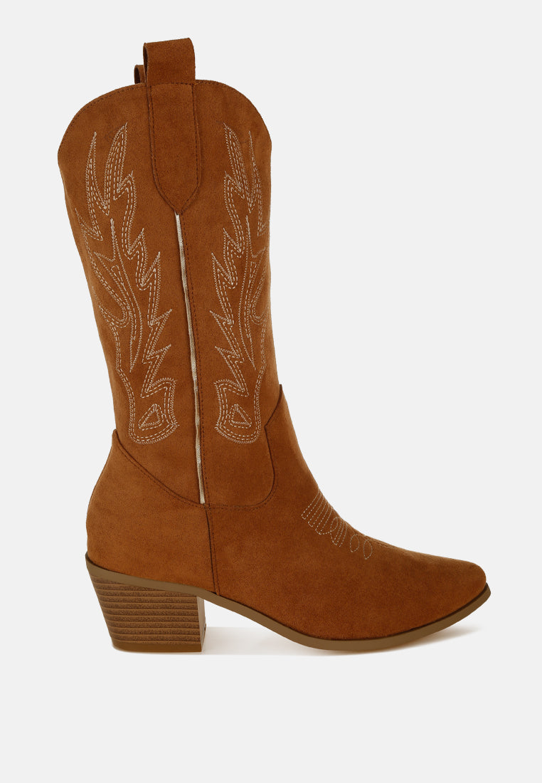 Embroidery Detail Cowboy Boots by MODE