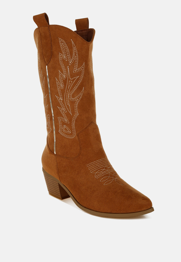 Embroidery Detail Cowboy Boots by MODE