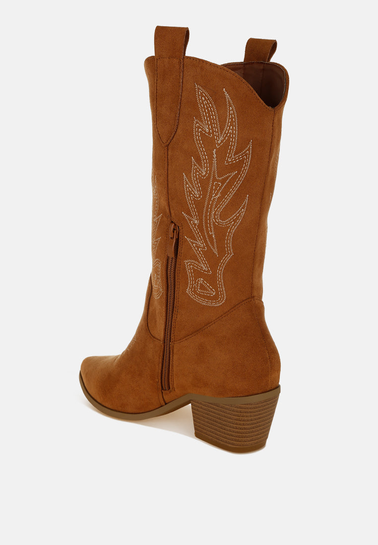 Embroidery Detail Cowboy Boots by MODE