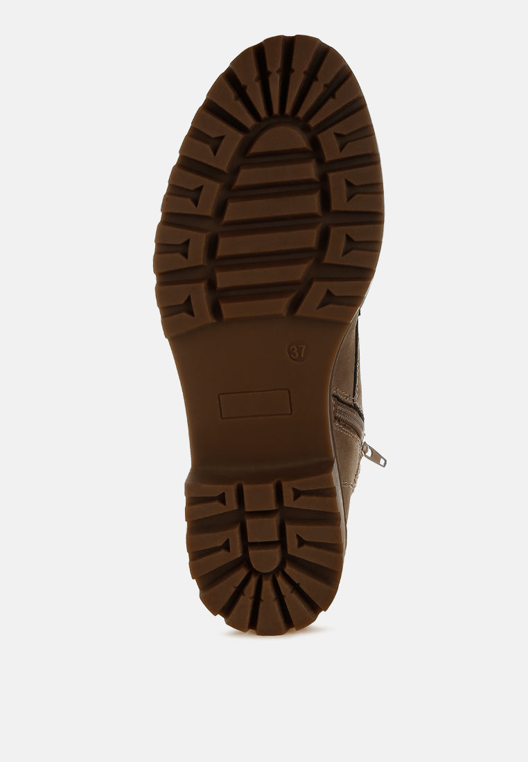 Knitted Collar Zip-Up Hiker Boots by RAG