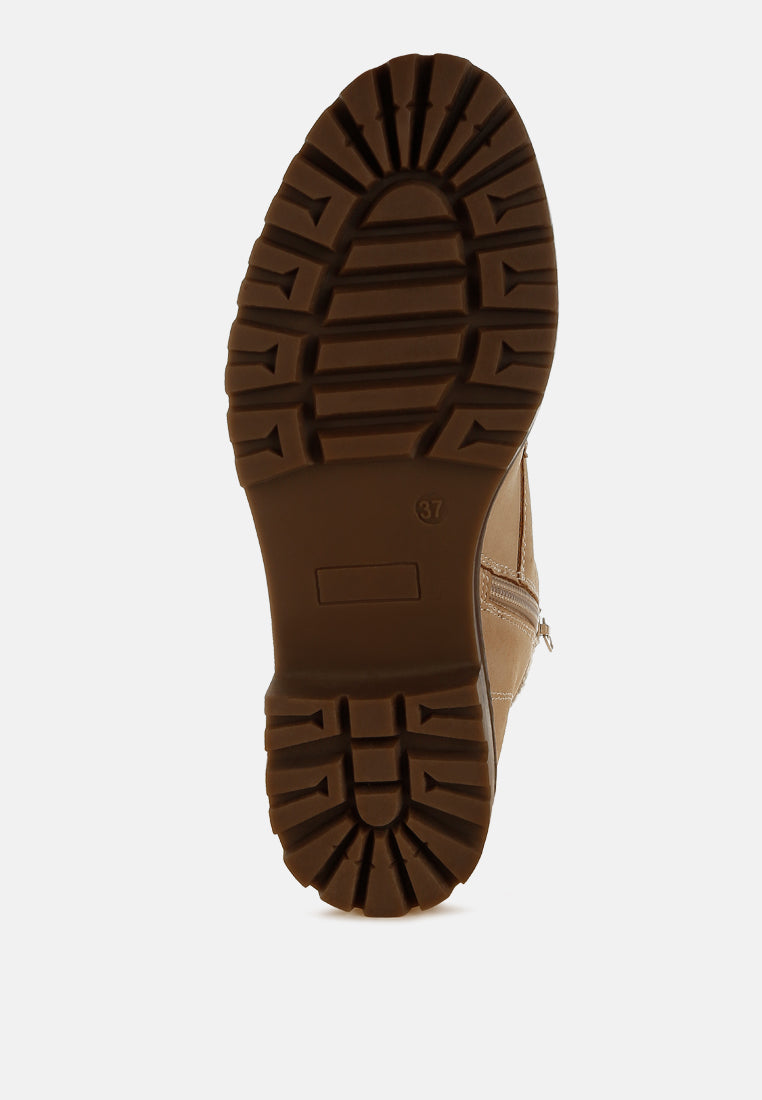 Knitted Collar Zip-Up Hiker Boots by RAG