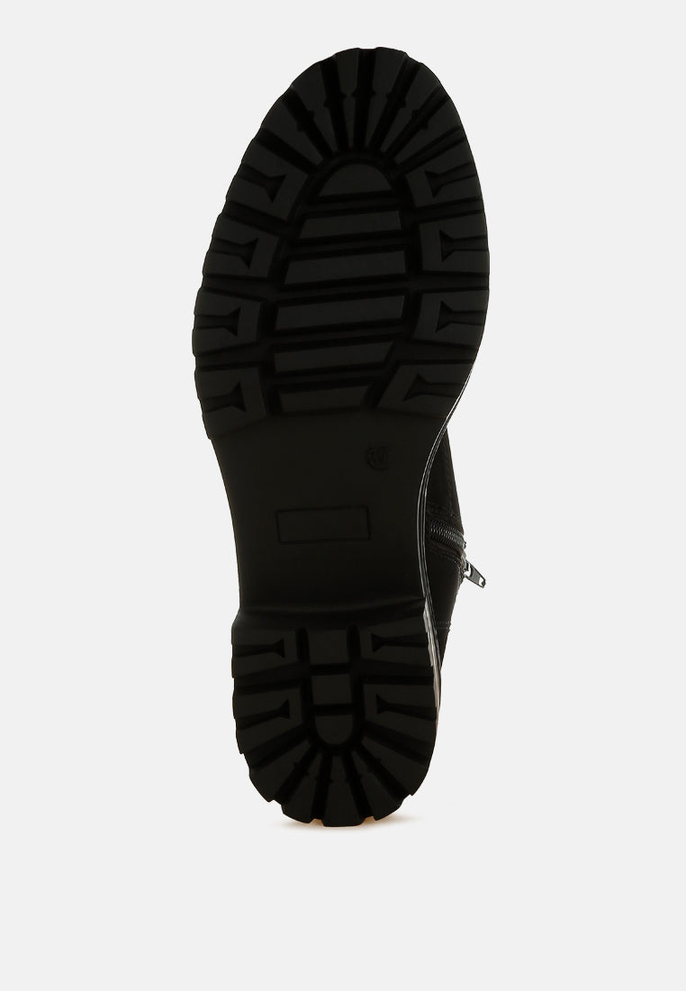 Knitted Collar Zip-Up Hiker Boots by RAG