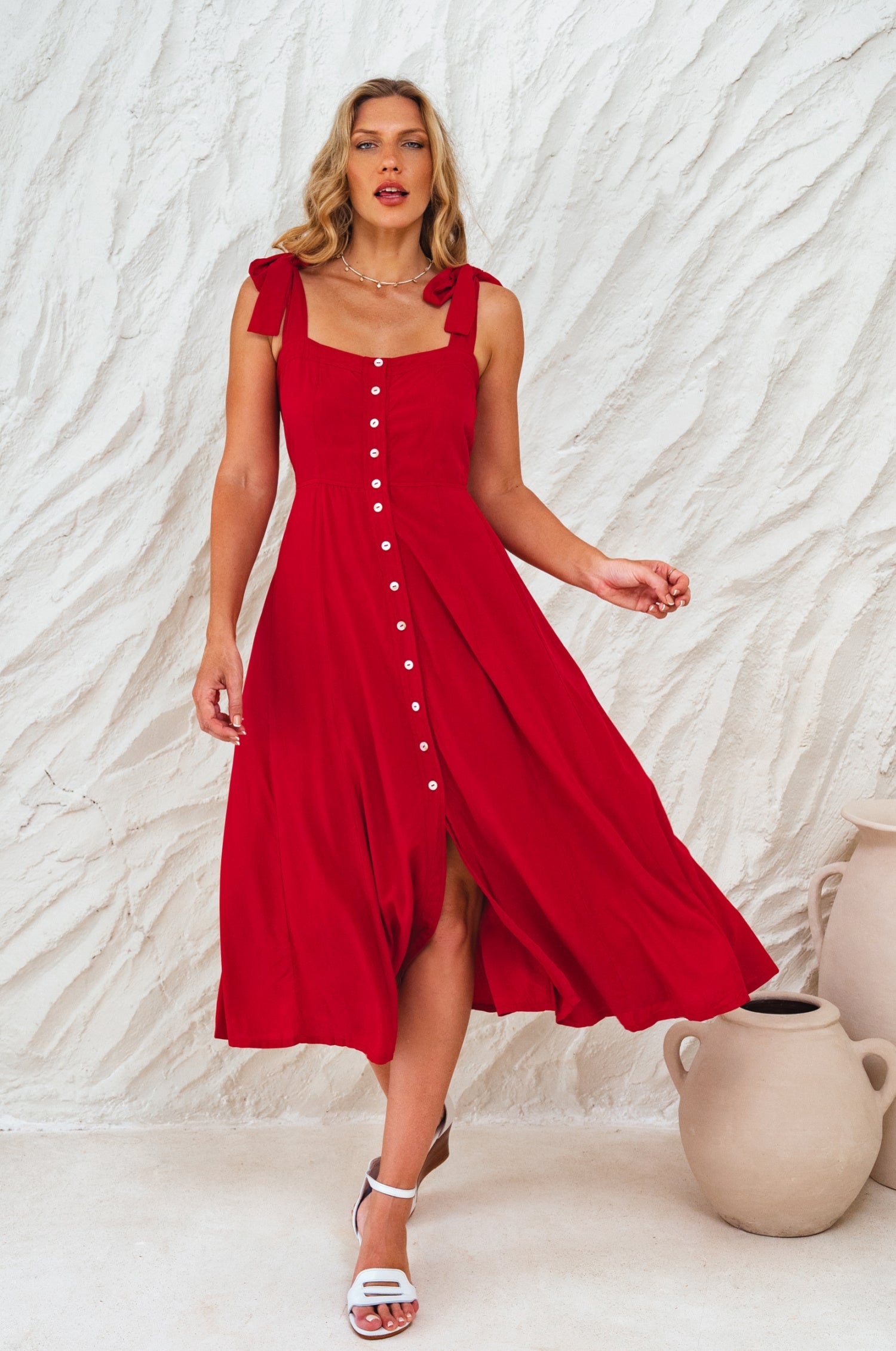 Mia Vita Button Down Dress With Ties by Bali ELF
