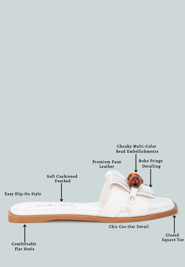 Nakasa Beaded Faux Leather Slip Ons