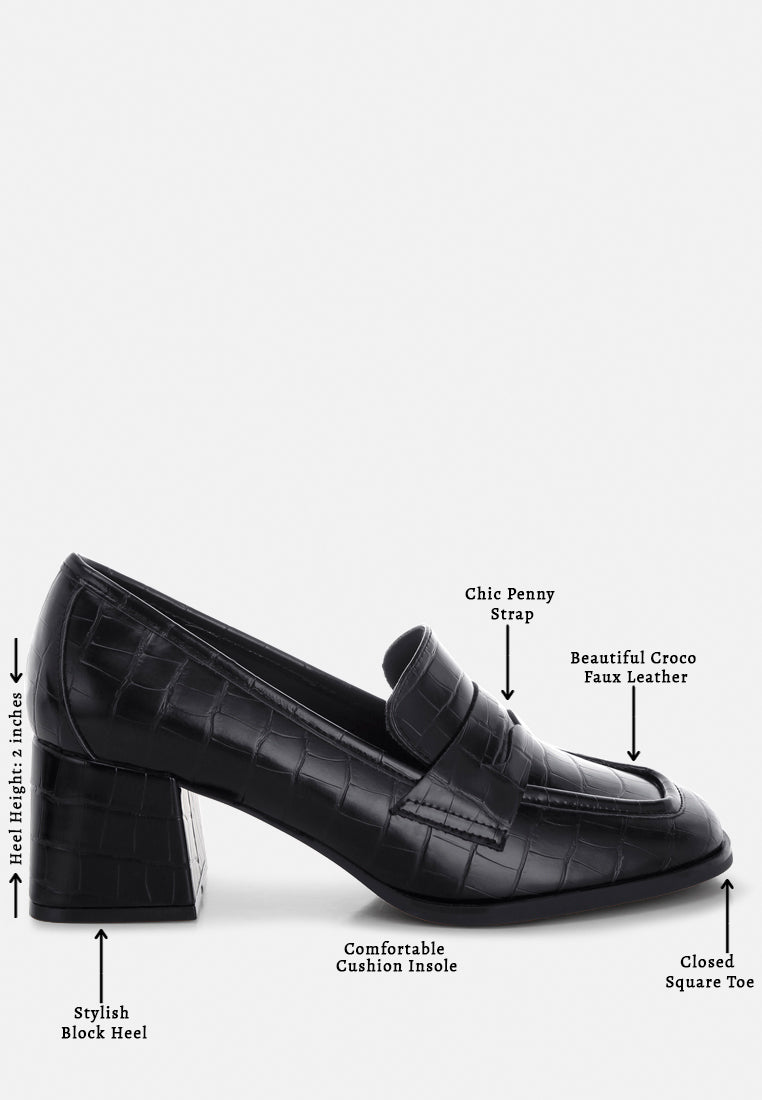Pitaka Block Heel Penny Strap Loafers