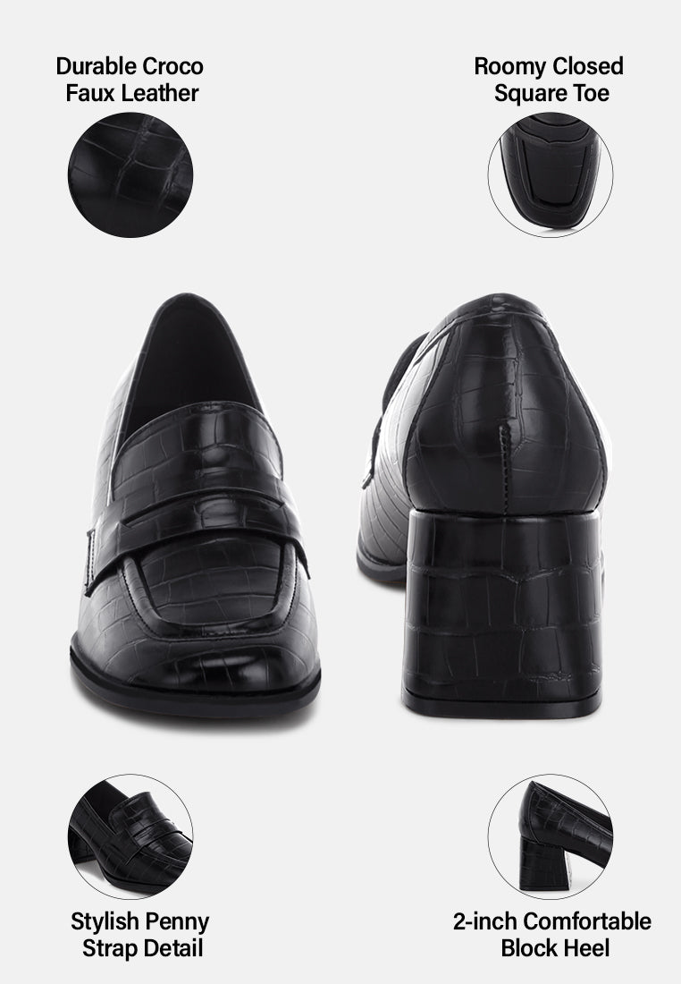 Pitaka Block Heel Penny Strap Loafers