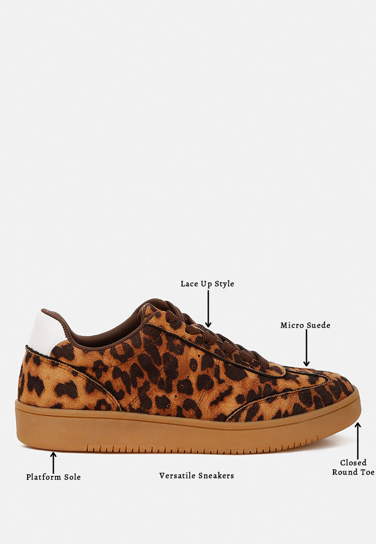 Leopard Chunky Sneakers by London Rag – chunky lace-up sneakers with a bold leopard print exterior and cushioned insole, sole and heel view