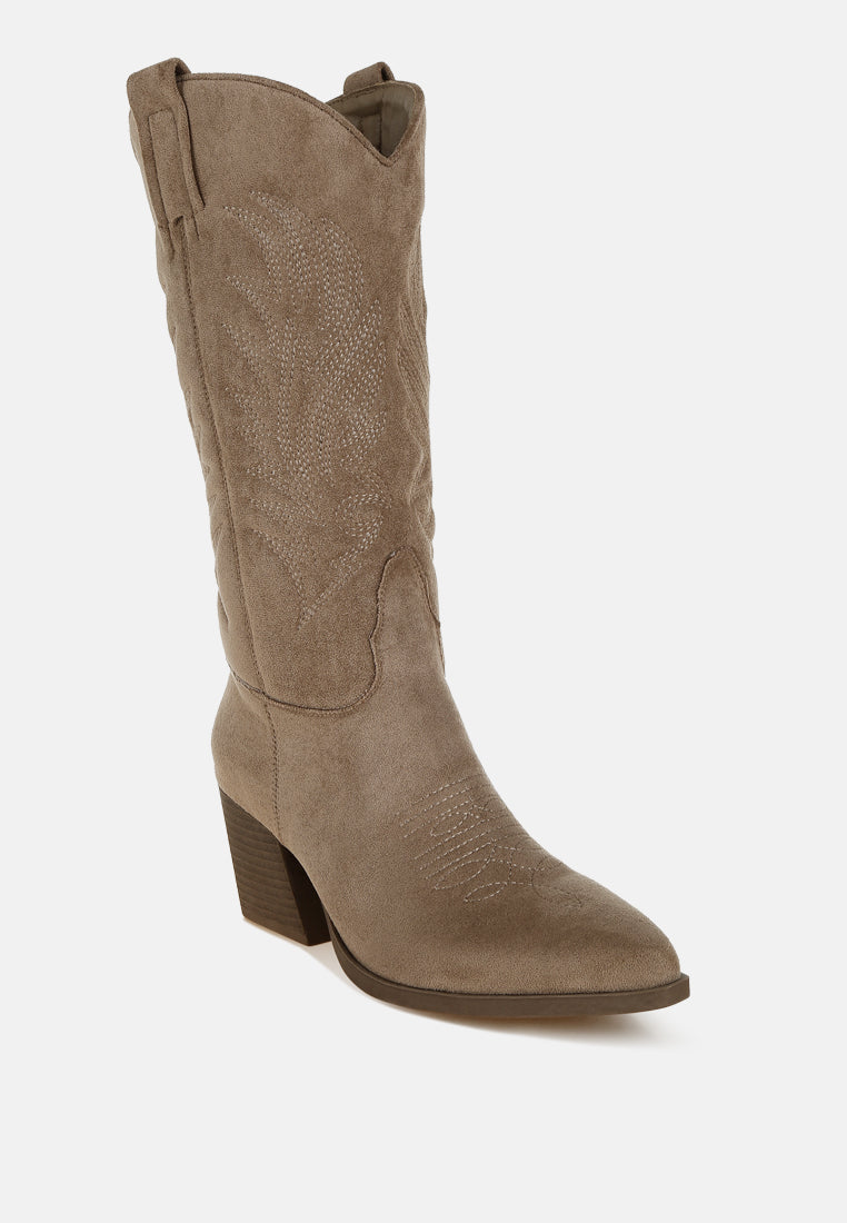 Microfiber Long Cowboy Boots by MODE