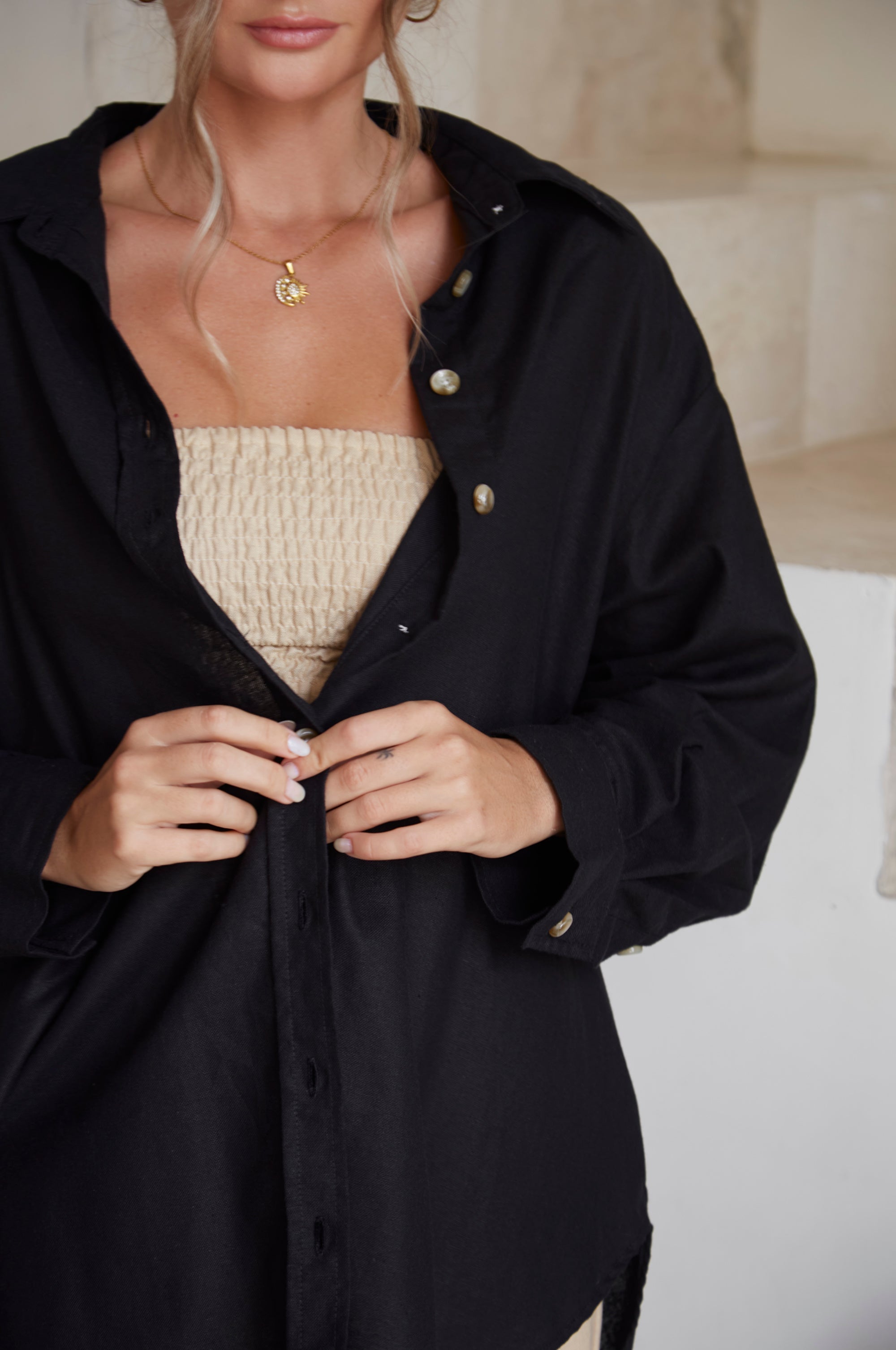 Romania Oversized Linen Shirt by Bali Lane