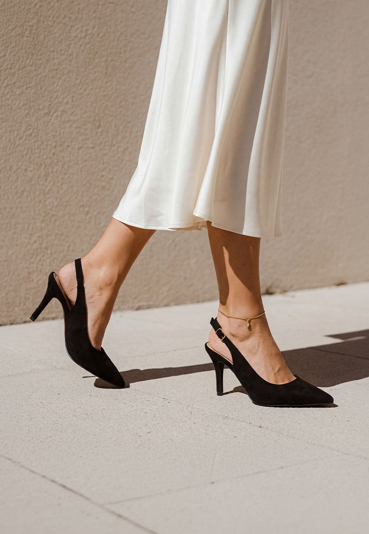 Theobs Soft Microfiber Pointed Toe Slingbacks