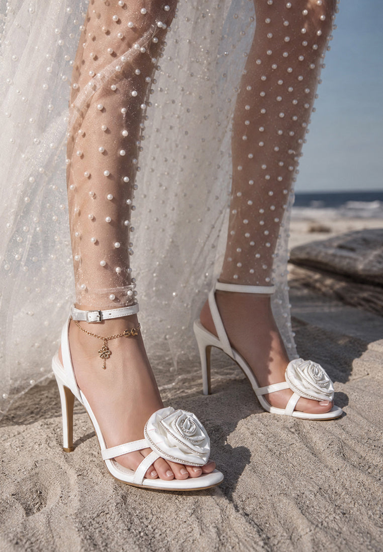 Candela Floral Rhinestone Accent Heel Sandals